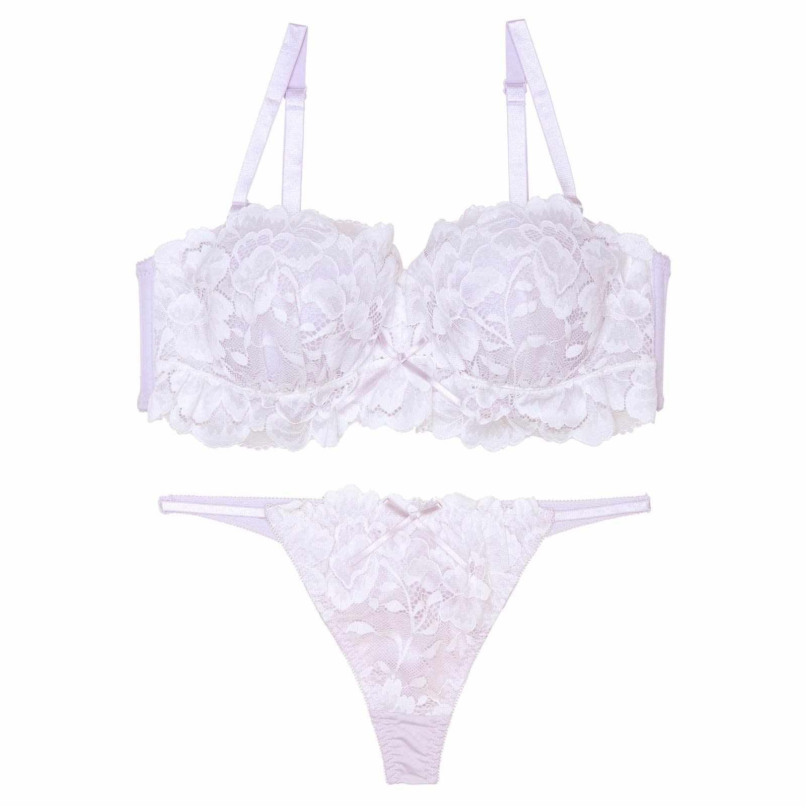 【三上悠亜着用】シュクレフリルレース育乳脇高ブラジャー&Tバックショーツ