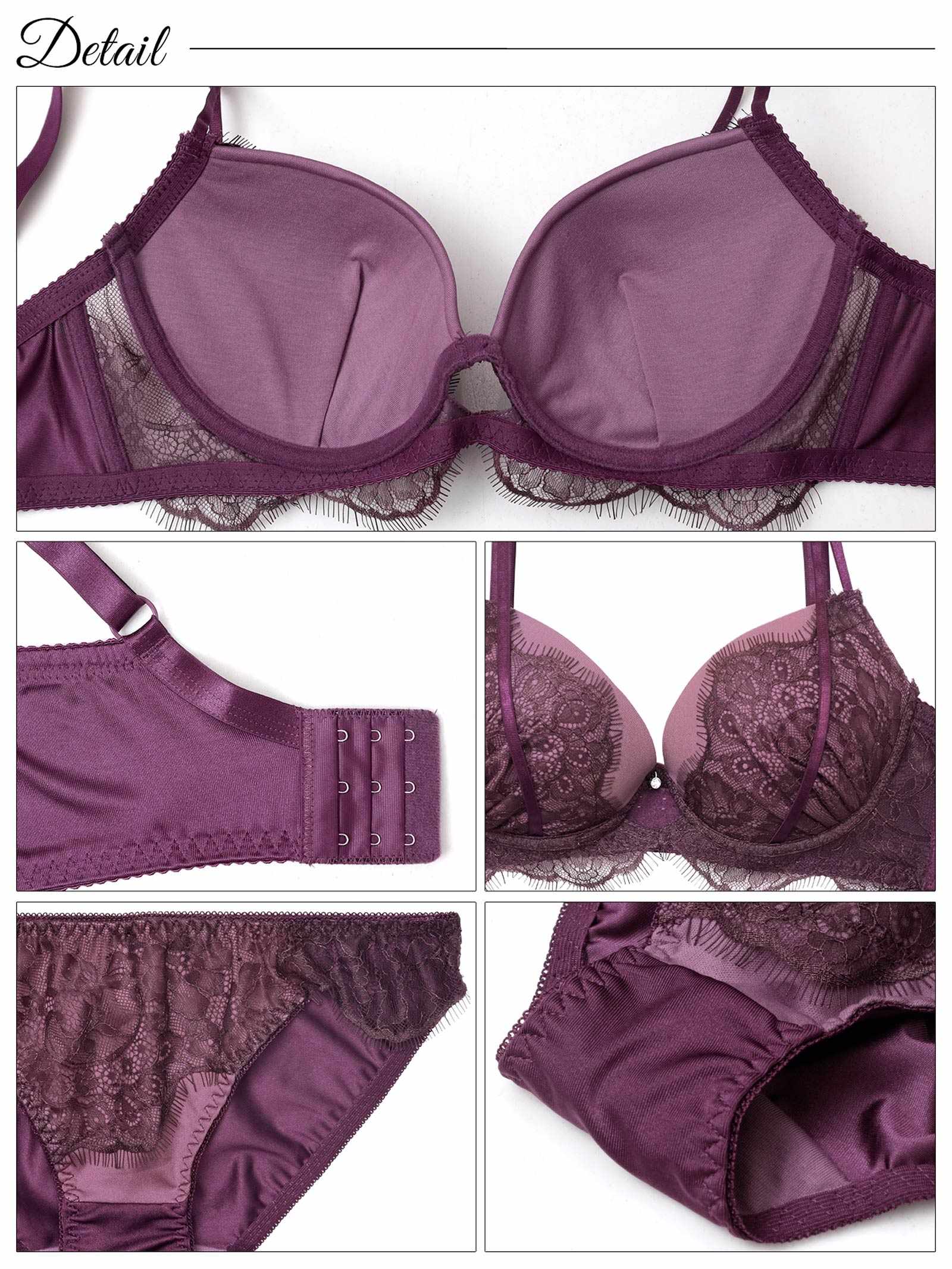 10/10新作!【三上悠亜着用】【EFサイズ】アイラッシュホールレース育乳脇高ブラジャー&フルバックショーツ
