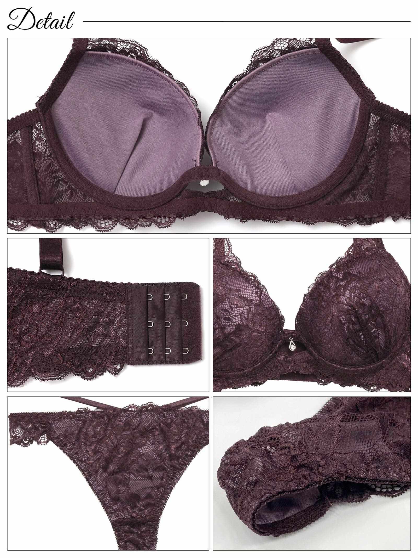 1/17再販!【EFサイズ】オールレースカットストリング育乳脇高ブラジャー&バック透けTバックショーツ - 【公式】247Lingerie