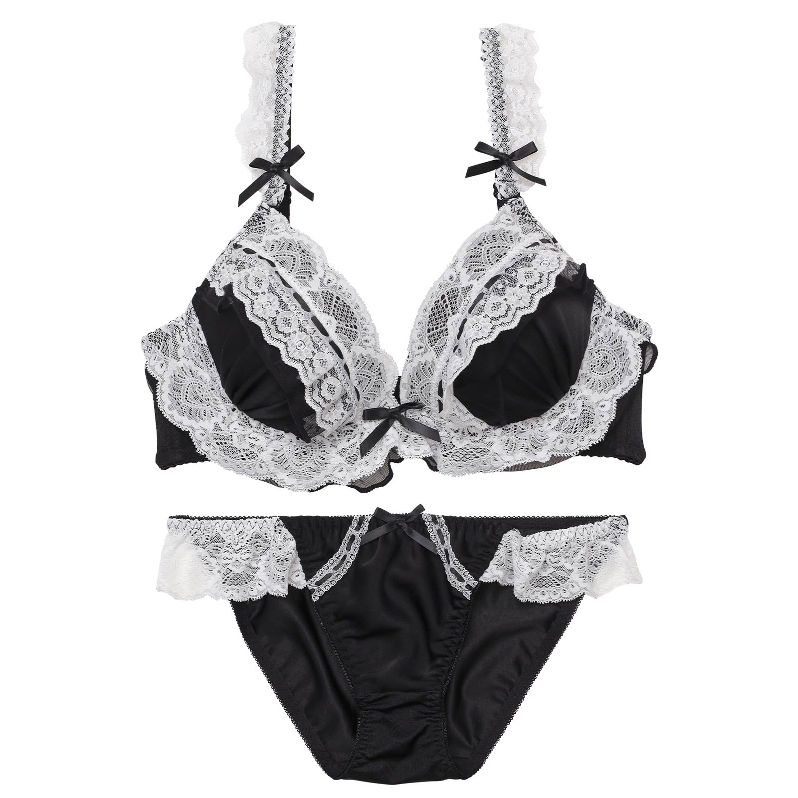 【三上悠亜着用】【ノンワイヤー】クラシカルドーリーフリルブラジャー&フルバックショーツ