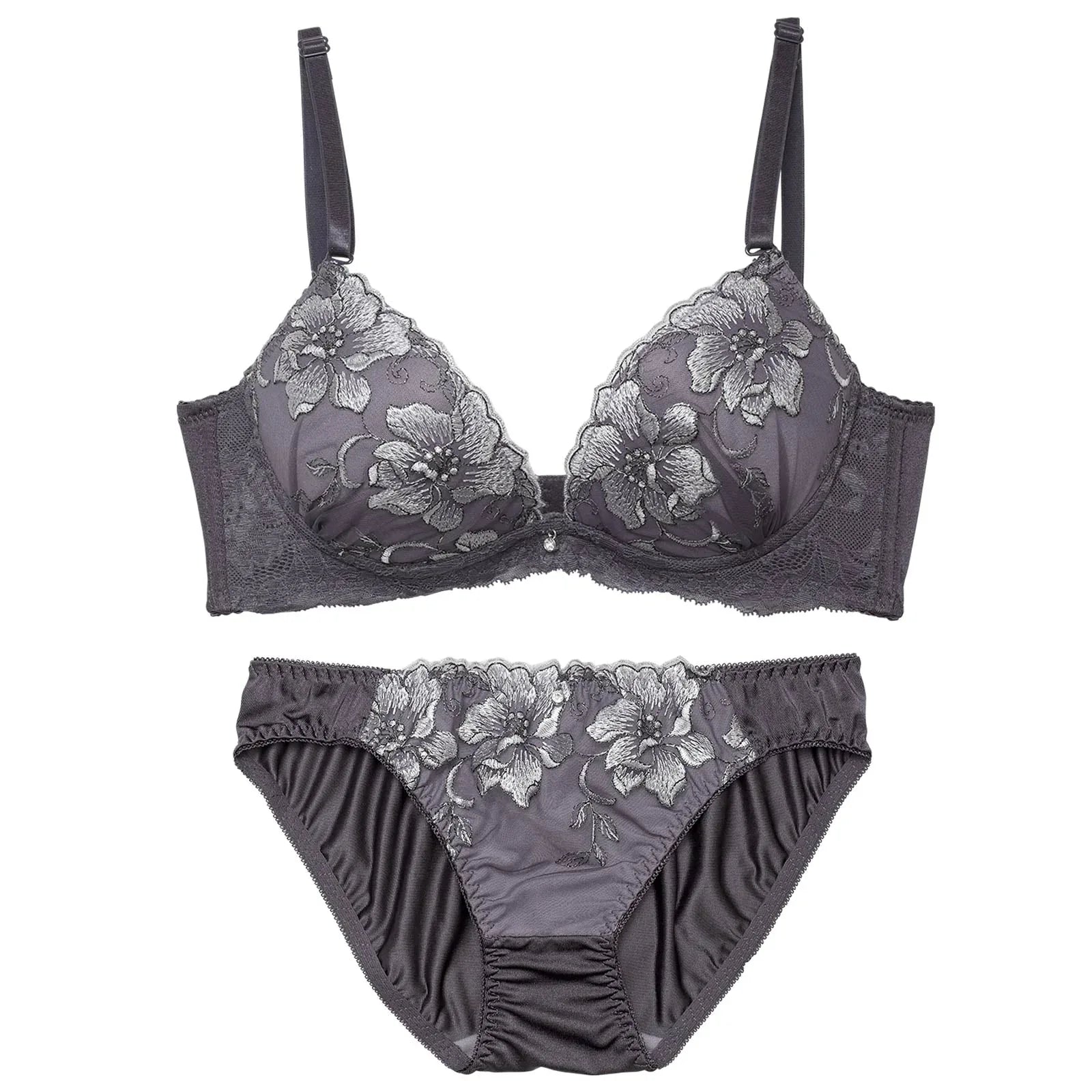 【EFサイズ】グレースリリーブルーム育乳脇高ブラジャー&フルバックショーツ - 【公式】247Lingerie