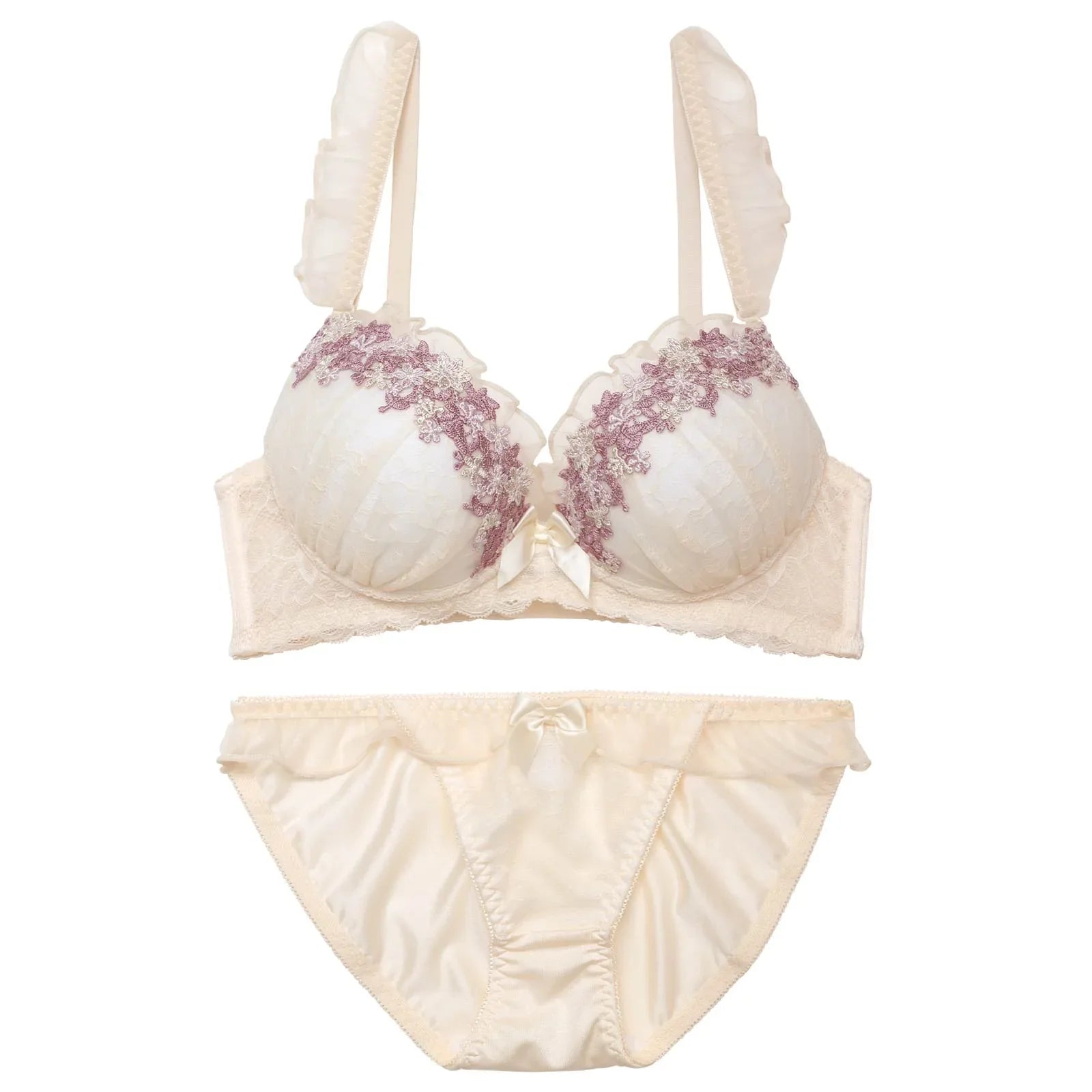 フェミニンブロッサムフリルブラジャー&フルバックショーツ - 【公式】247Lingerie