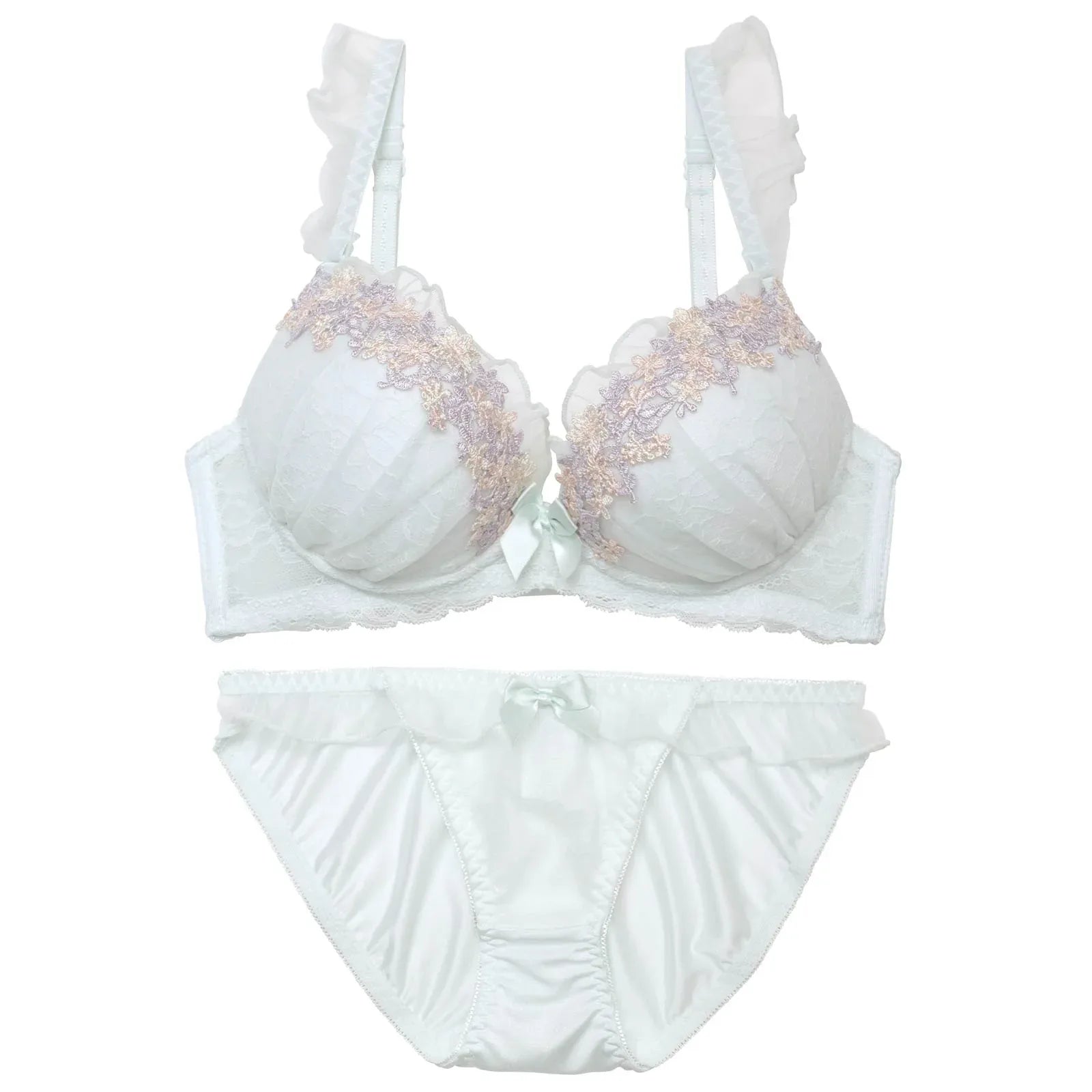 フェミニンブロッサムフリルブラジャー&フルバックショーツ - 【公式】247Lingerie