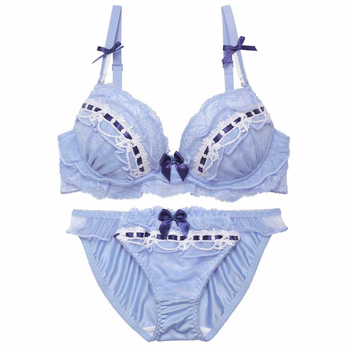 フリルリボンチャームブラジャー&フルバックショーツ - 【公式】247Lingerie