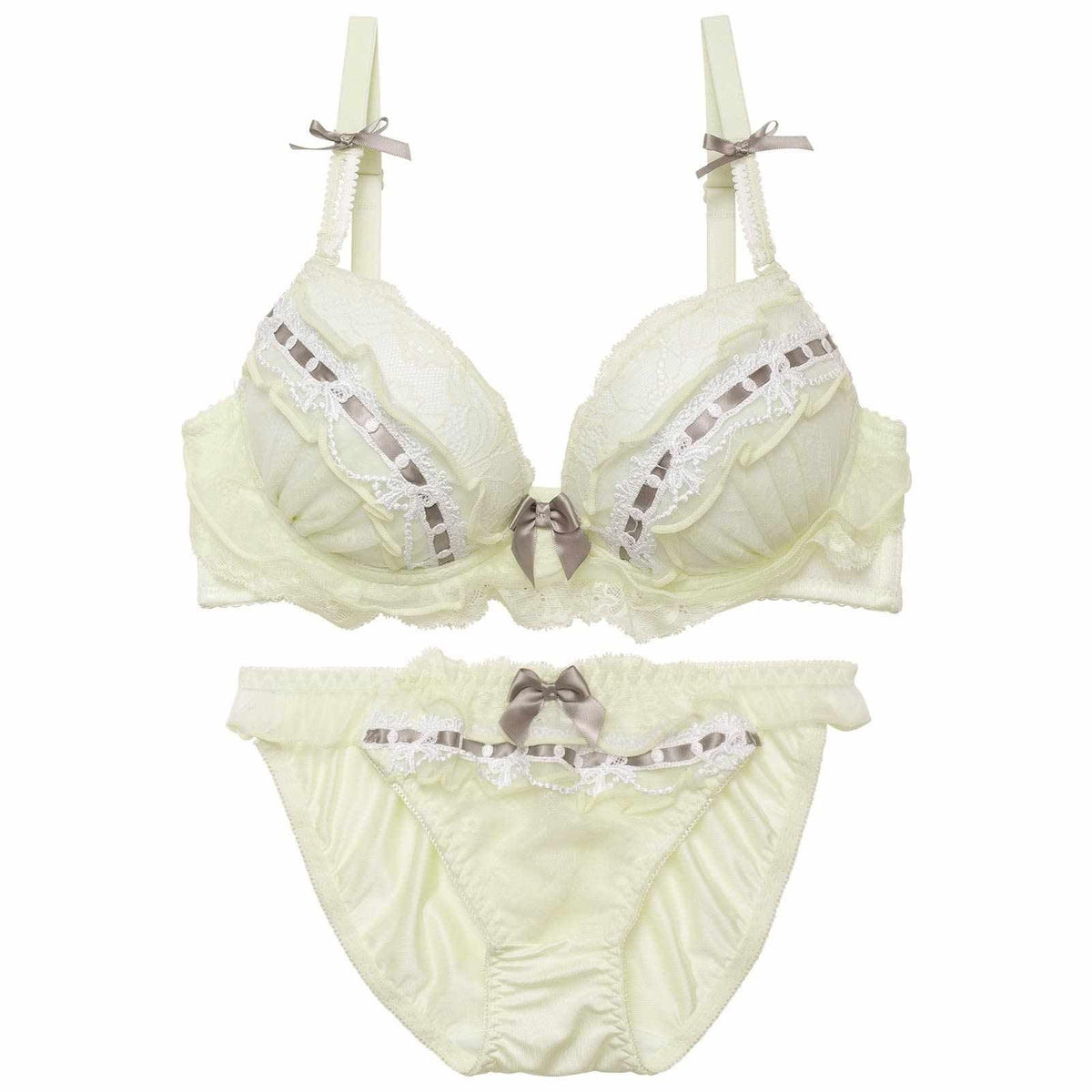 フリルリボンチャームブラジャー&フルバックショーツ - 【公式】247Lingerie