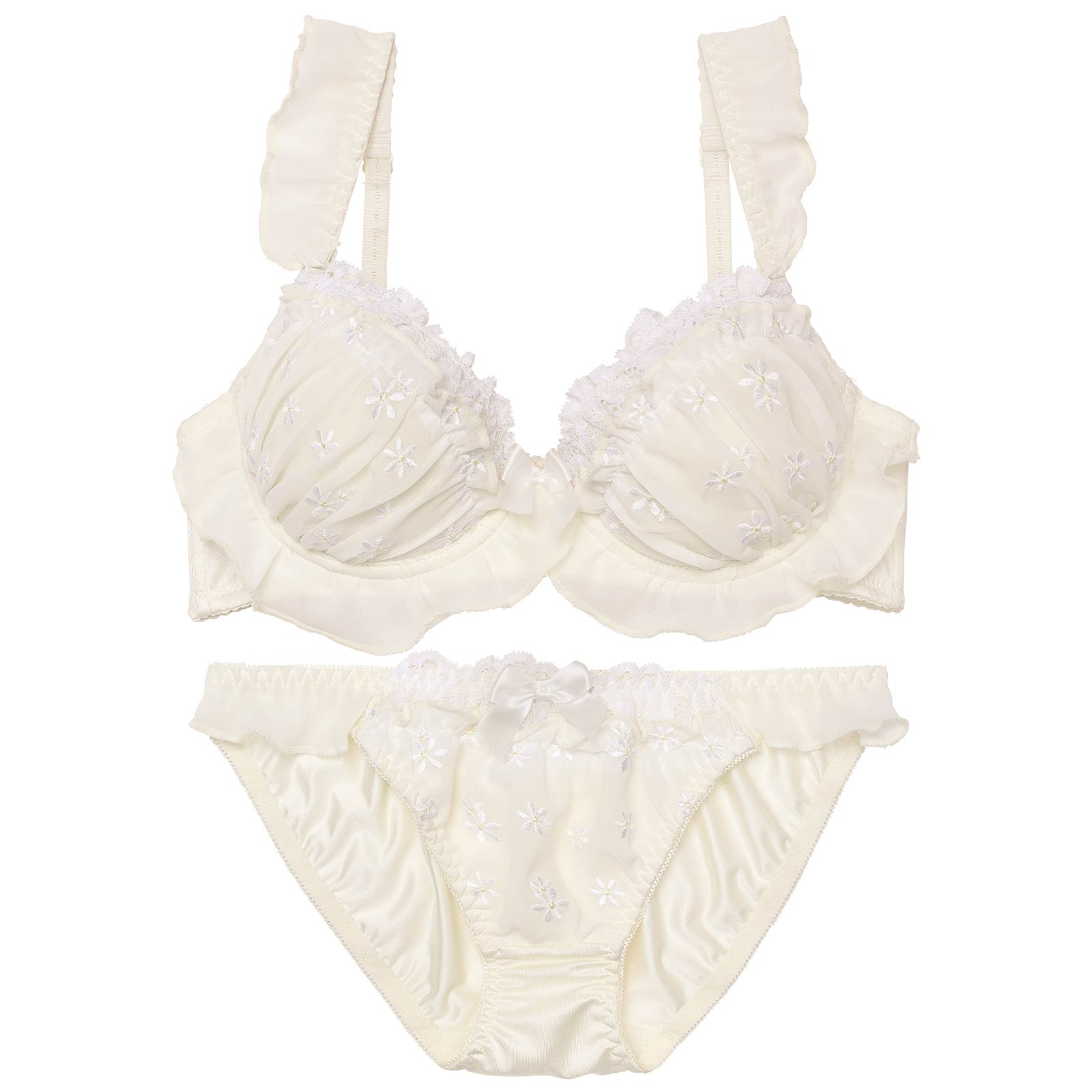 カシュクールフリルブルームブラジャー&フルバックショーツ