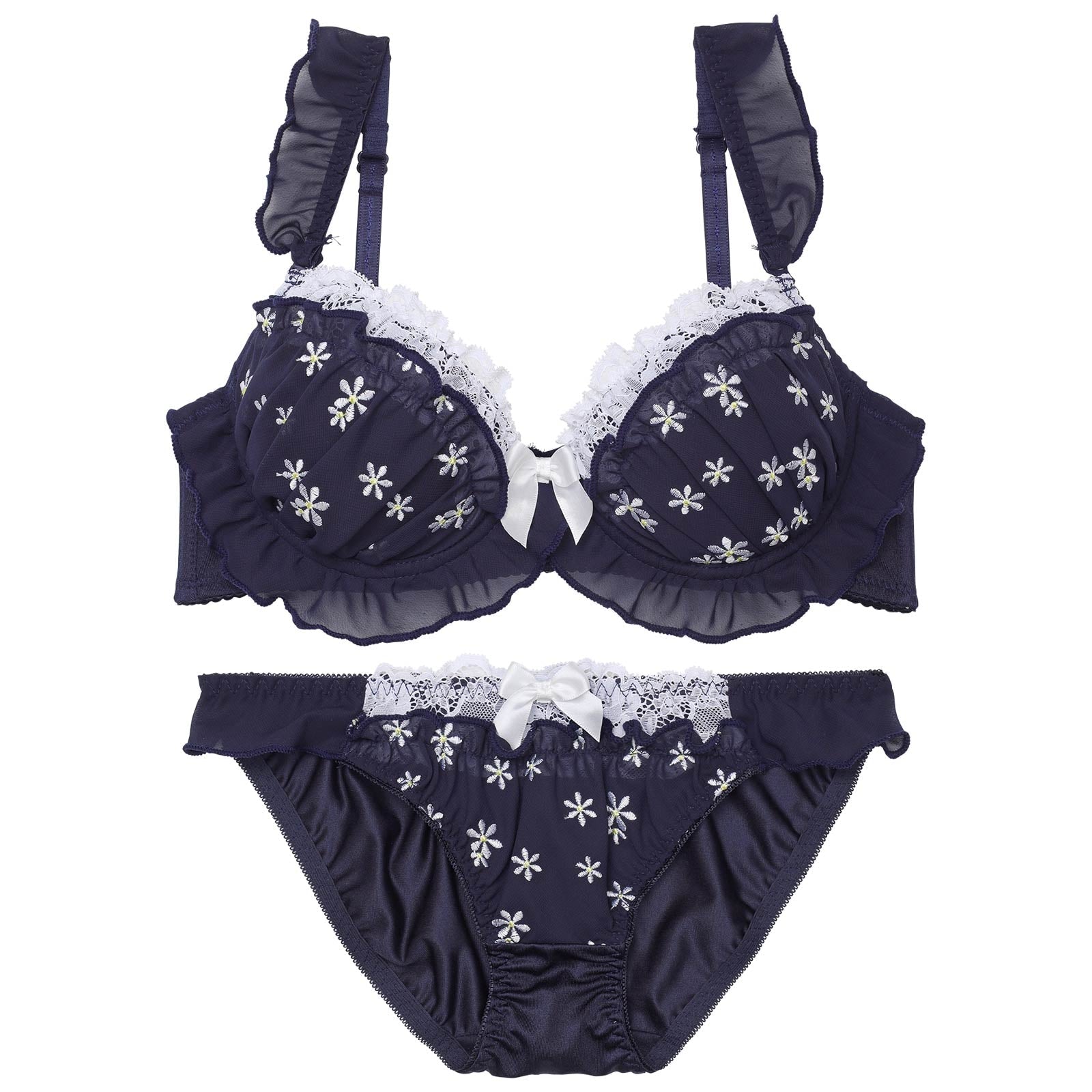 カシュクールフリルブルームブラジャー&フルバックショーツ