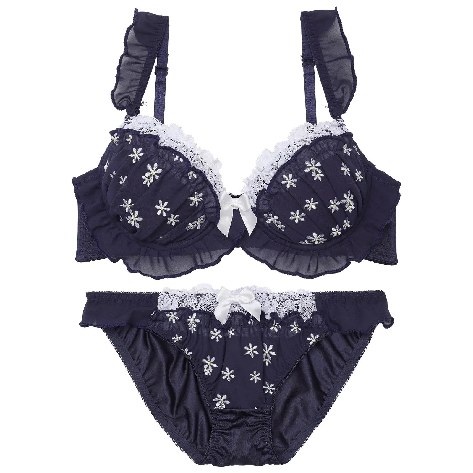 カシュクールフリルブルームブラジャー&フルバックショーツ - 【公式】247Lingerie