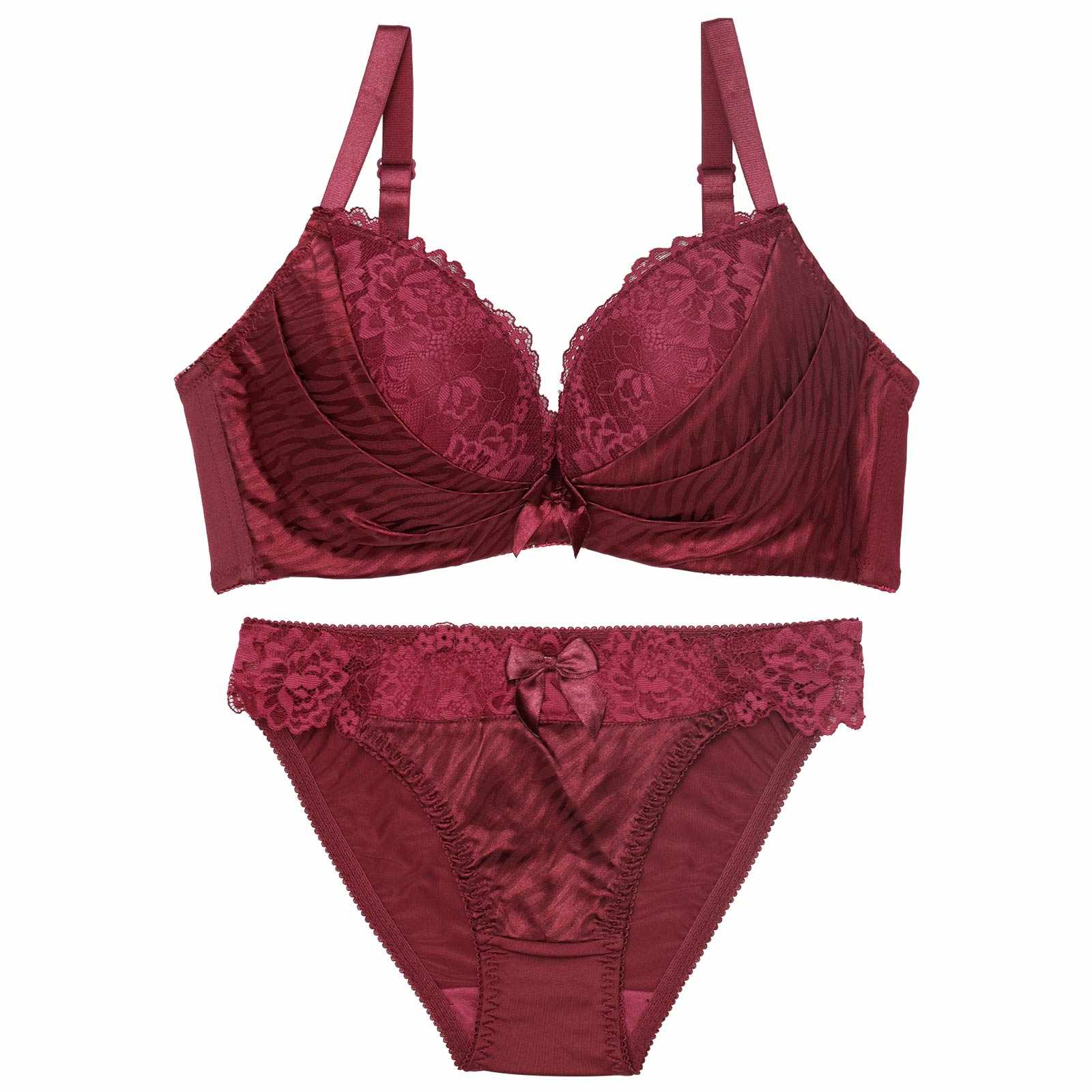 12/11再販!【EFサイズ】ゼブラジャガードサテンブラジャー&フルバックショーツ