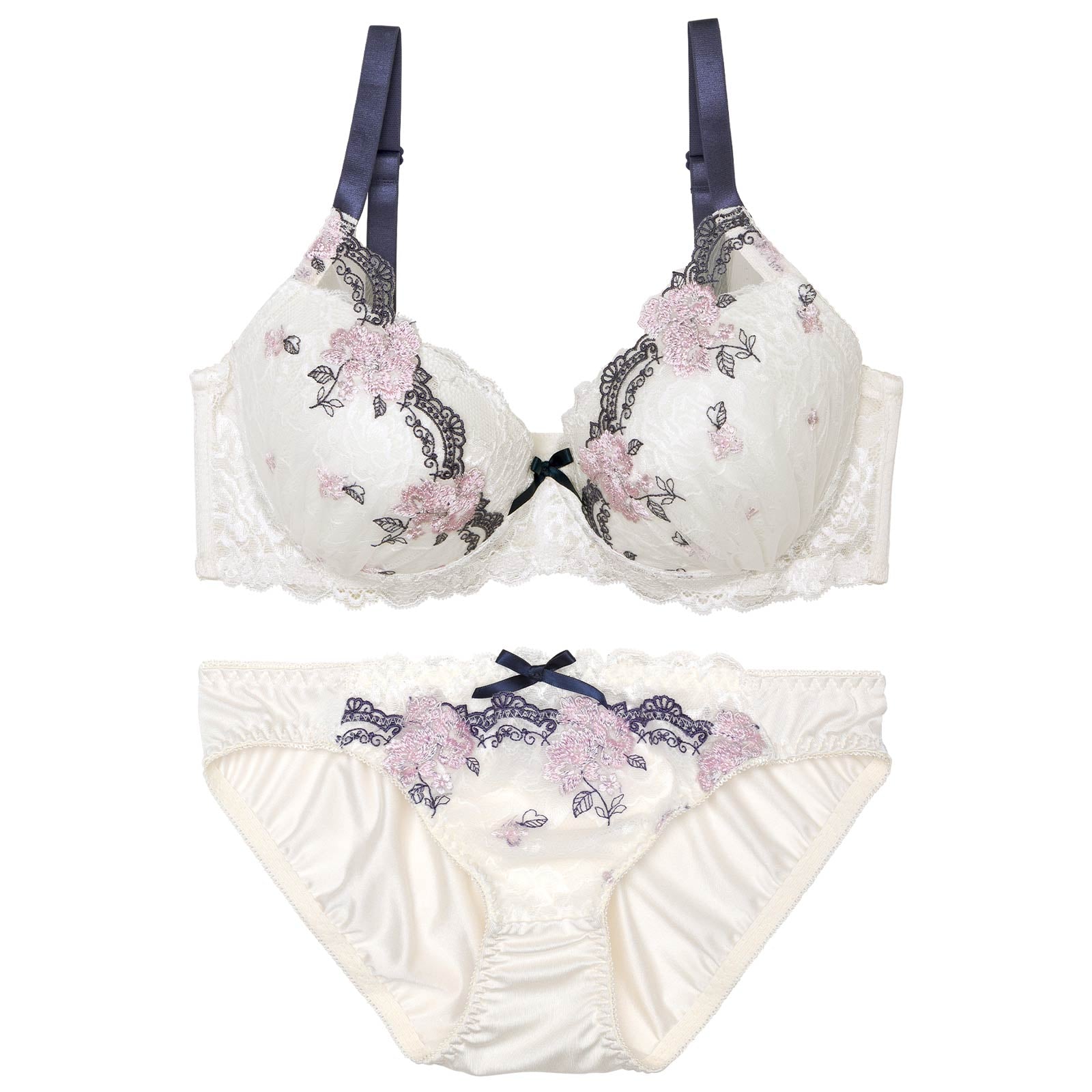 【EFサイズ】ダマスクブルームアーチブラジャー&フルバックショーツ