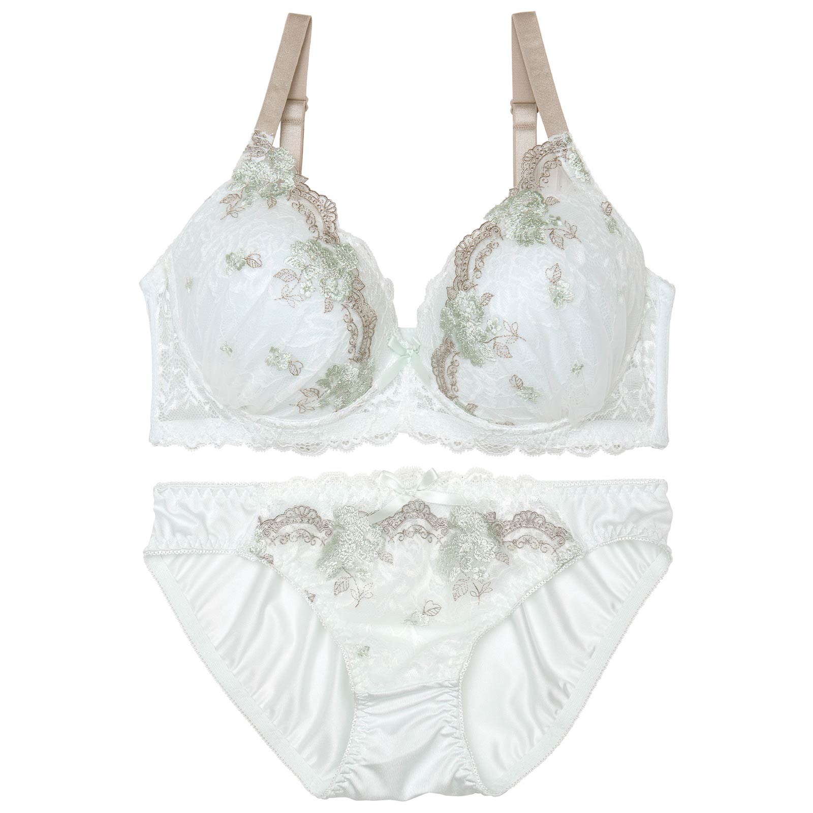 【EFサイズ】ダマスクブルームアーチブラジャー&フルバックショーツ