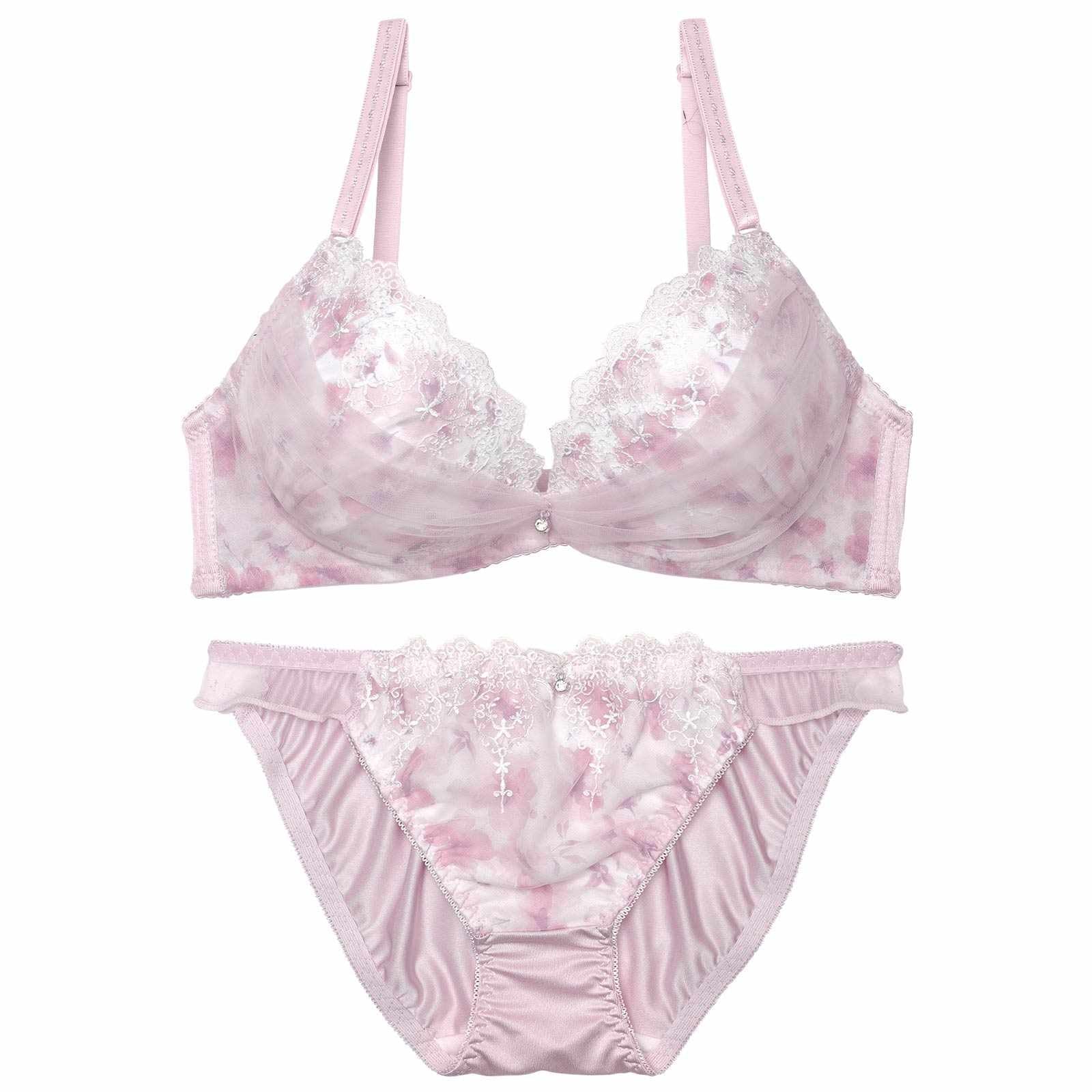 ブロッサムシフォンベールブラジャー&フルバックショーツ