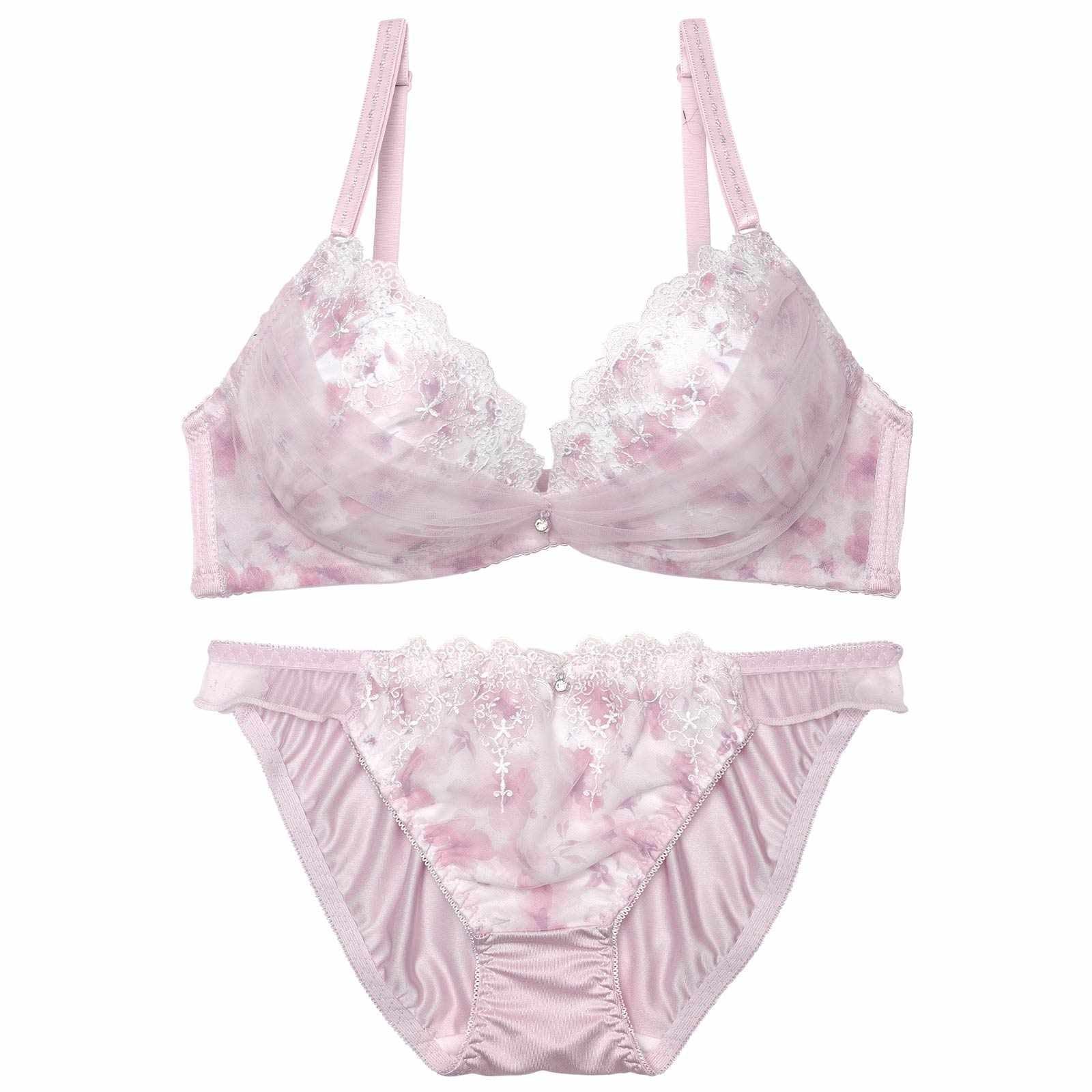 2/28再販!ブロッサムシフォンベールブラジャー&フルバックショーツ