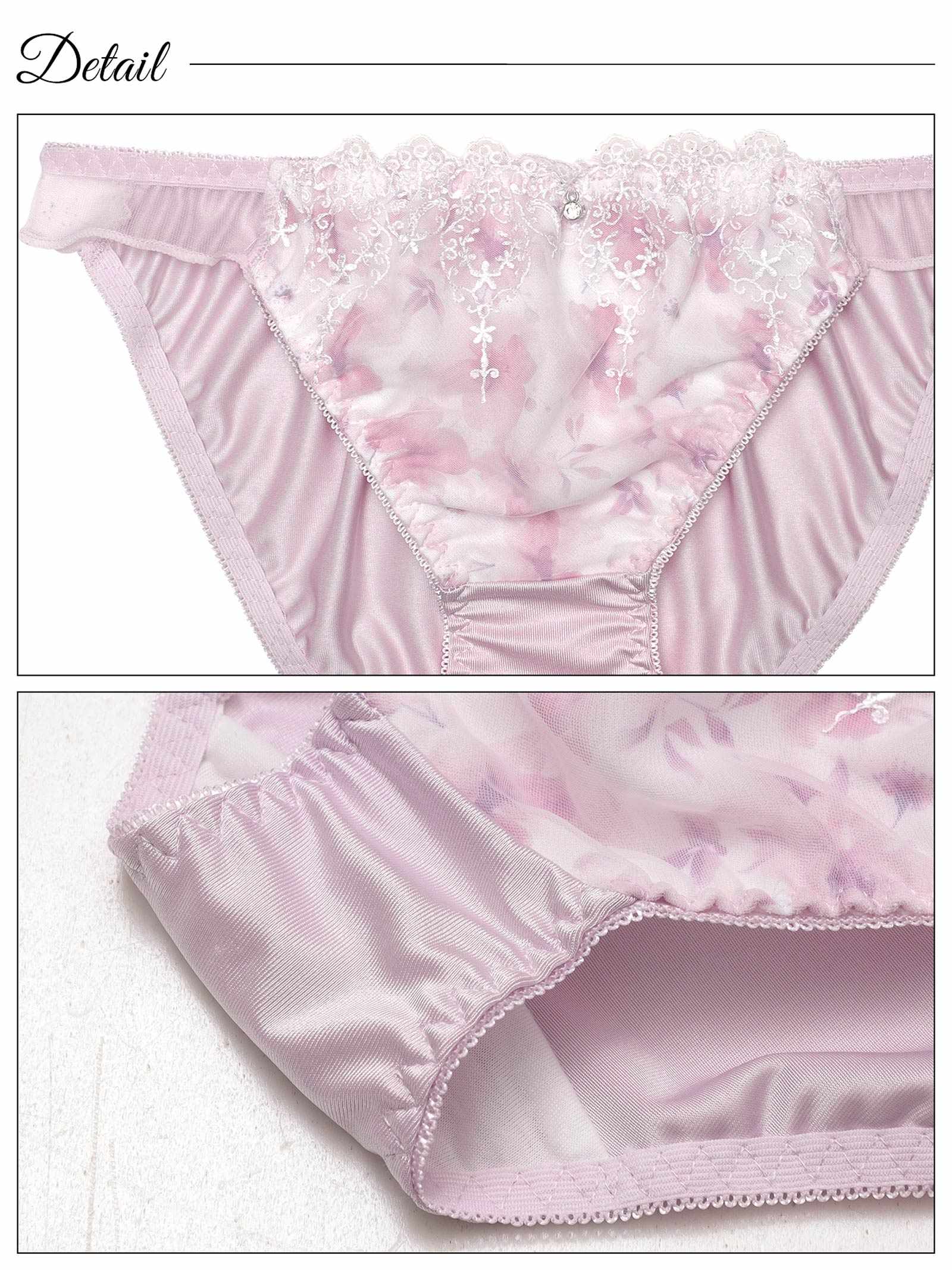 7/4新作!【EFサイズ】ブロッサムシフォンベールブラジャー&フルバックショーツ
