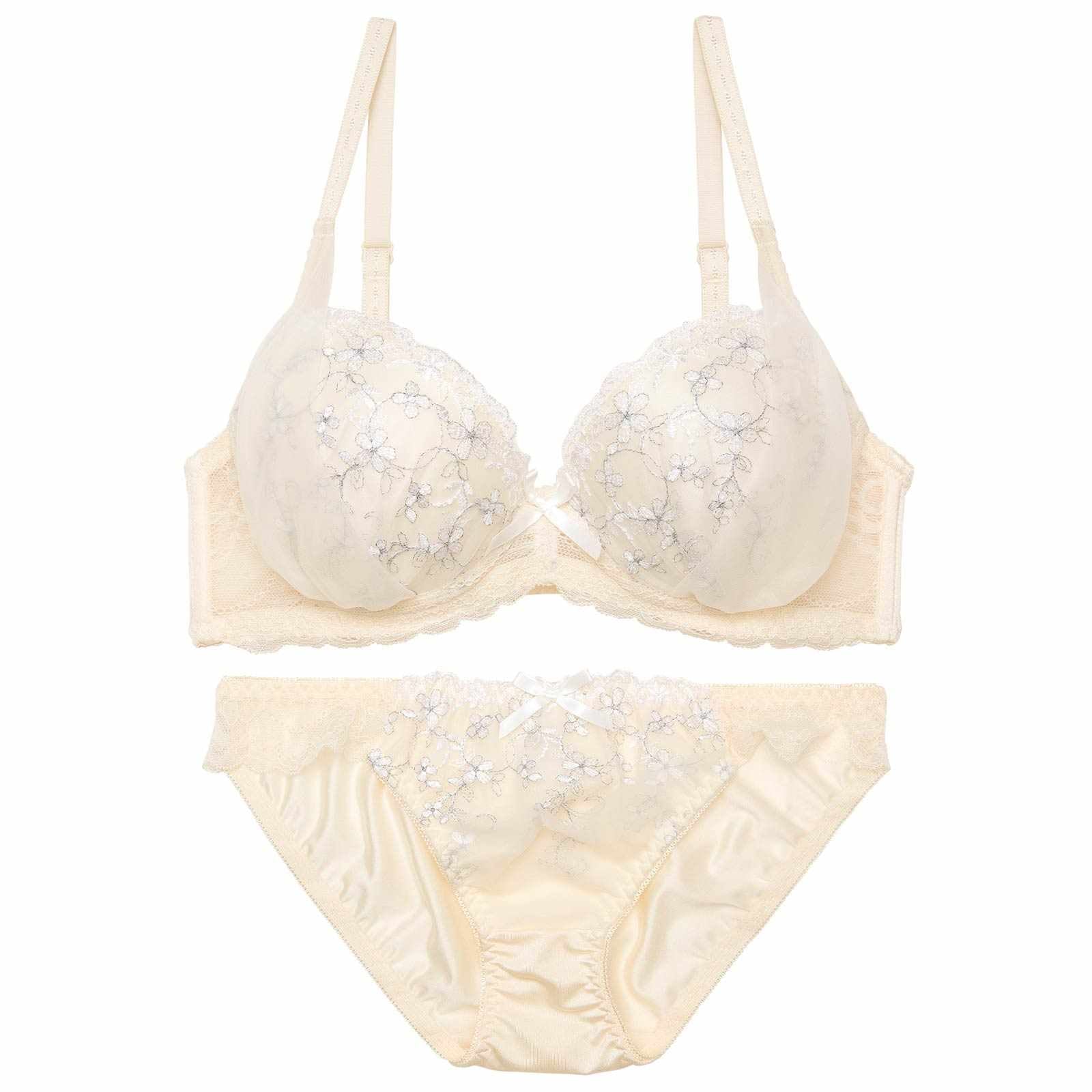 チャーミングシャインフラワーブラジャー&フルバックショーツ