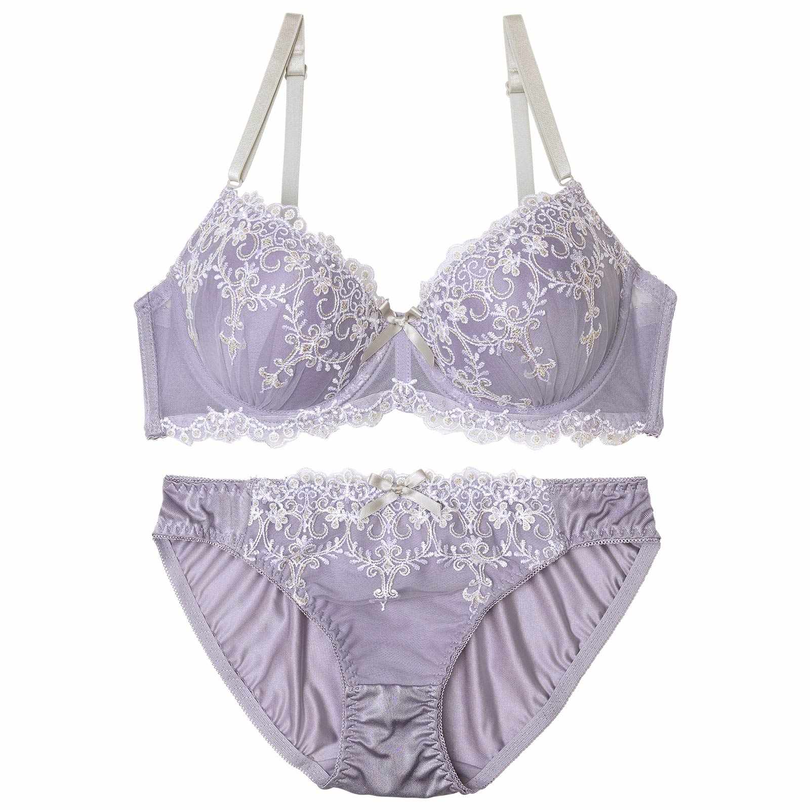【EFサイズ】ドリーミーチュールレースブラジャー&フルバックショーツ