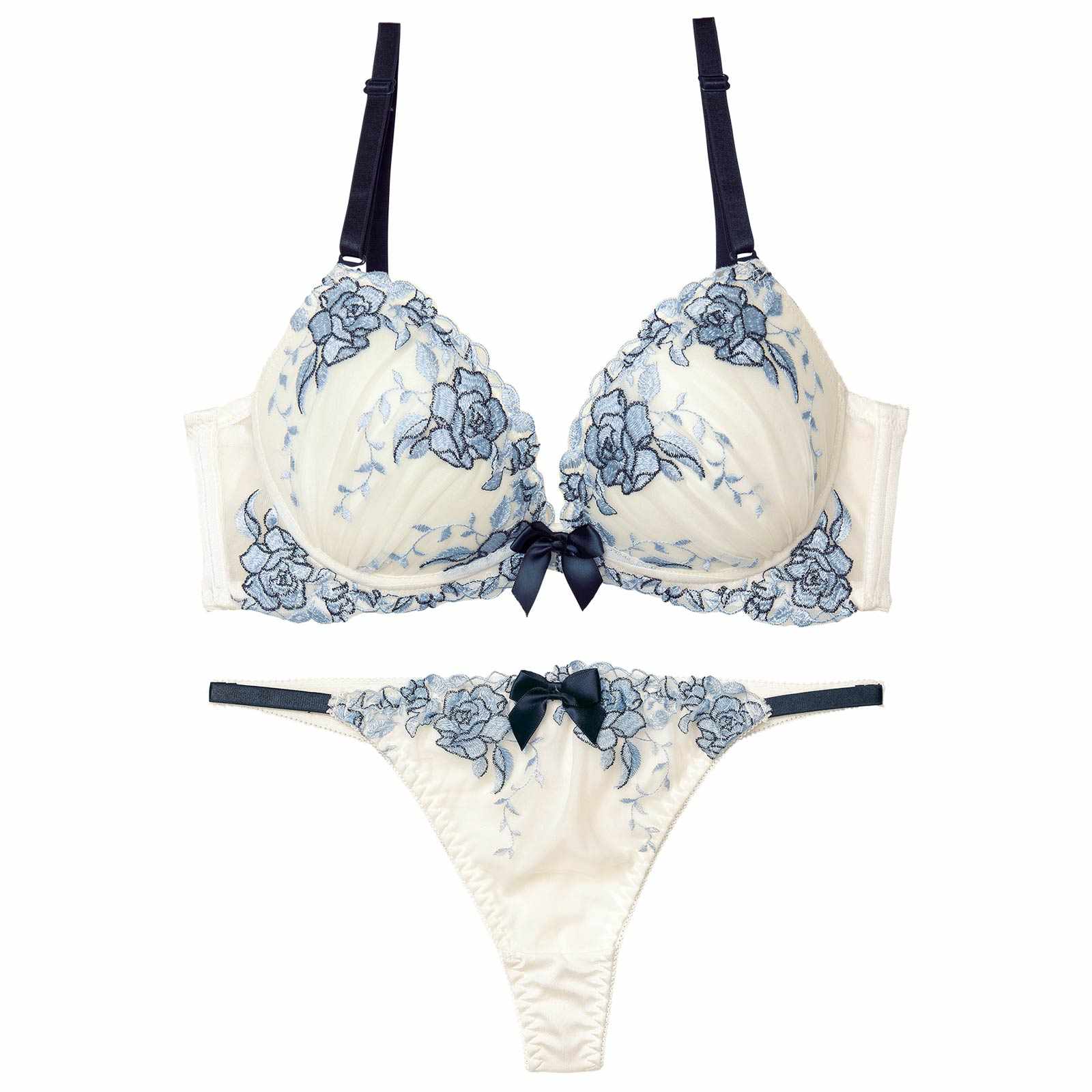 4/23再販!【かとゆり着用】ノーブルパステルローズ育乳脇高ブラジャー&Tバックショーツ