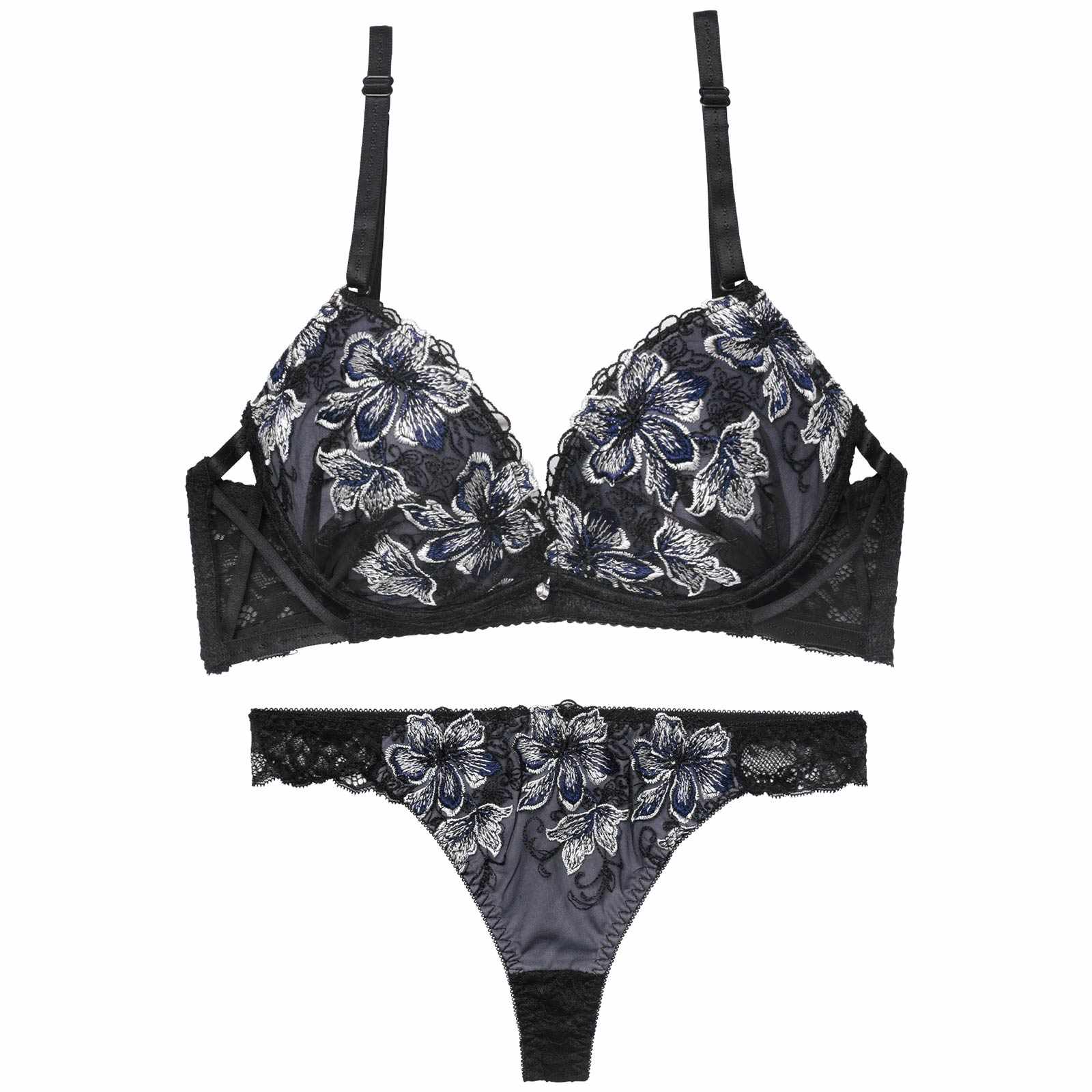 12/27再販!【三上悠亜着用】プレシャスフラワークロスブラジャー&バック透けTバックショーツ