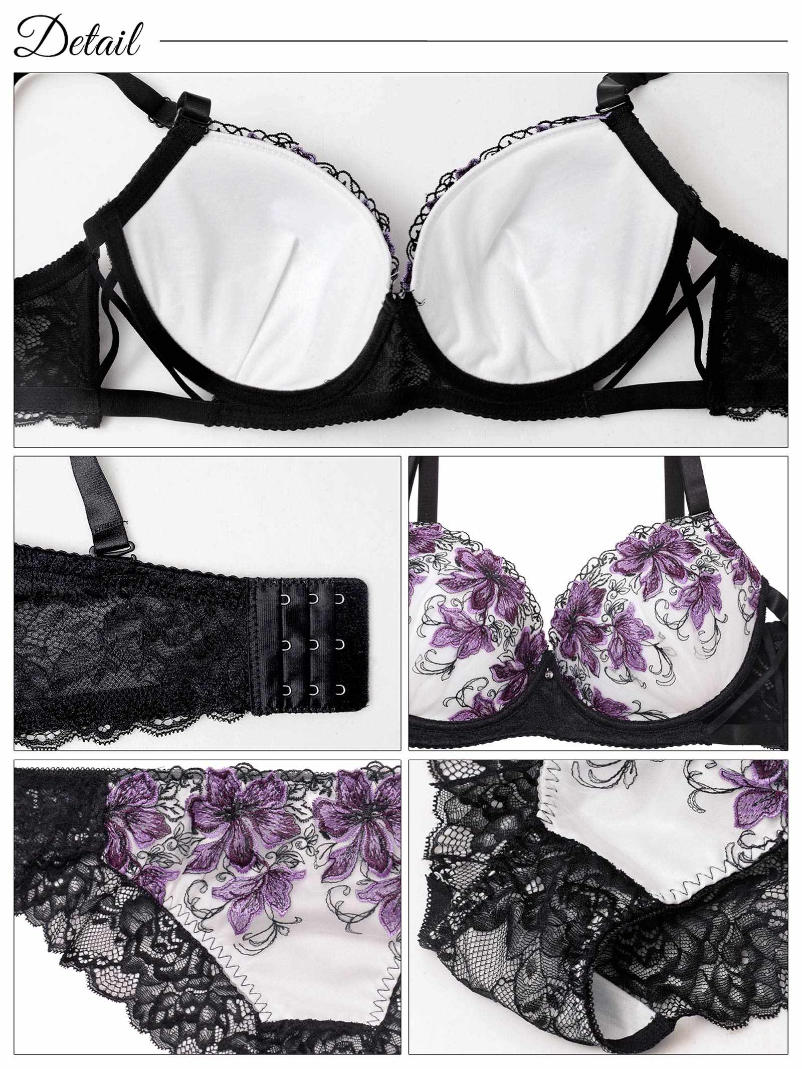 9/26新作!【三上悠亜着用】【EFサイズ】プレシャスフラワークロスブラジャー&バック透けフルバックショーツ