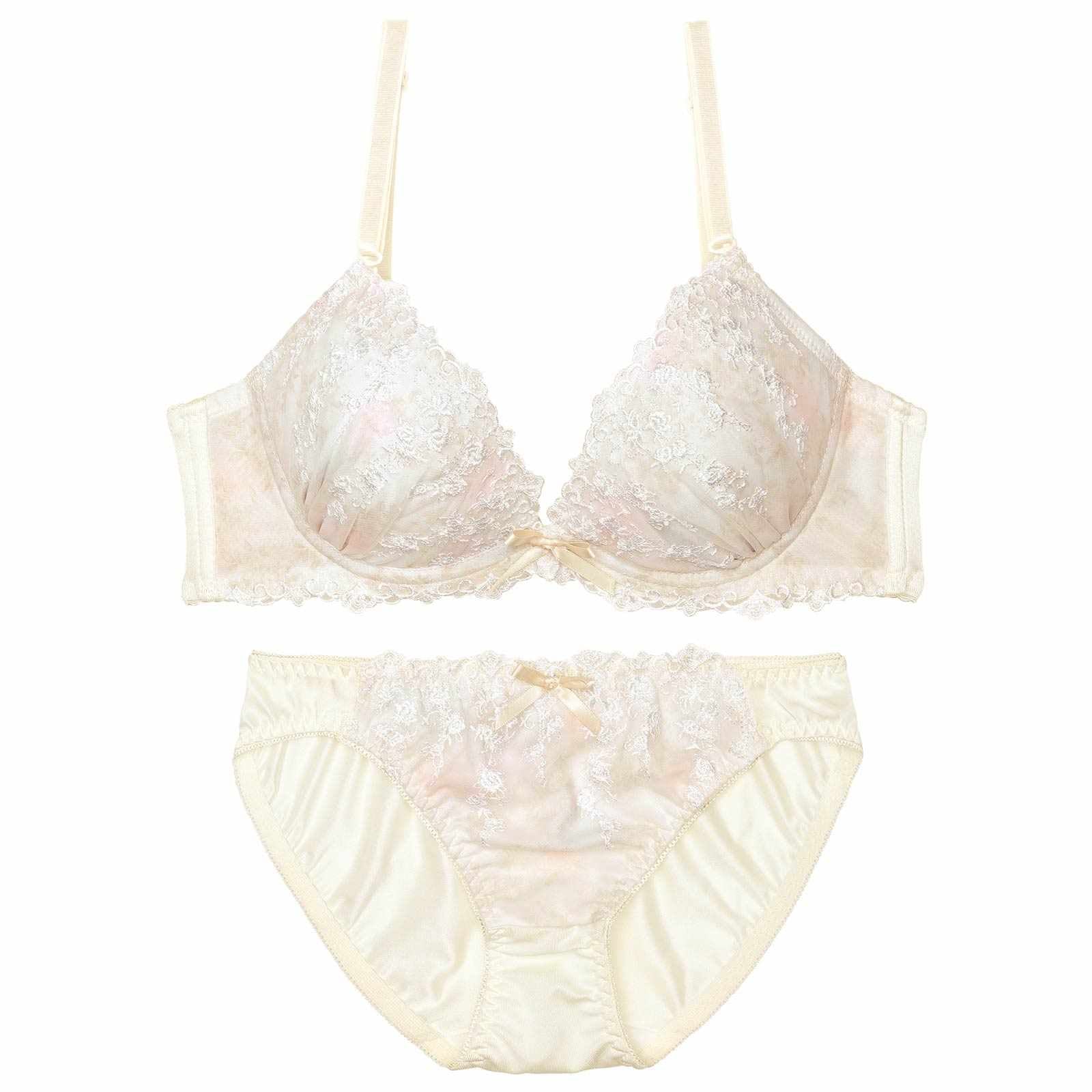 メルティペールフラワーブラジャー&フルバックショーツ