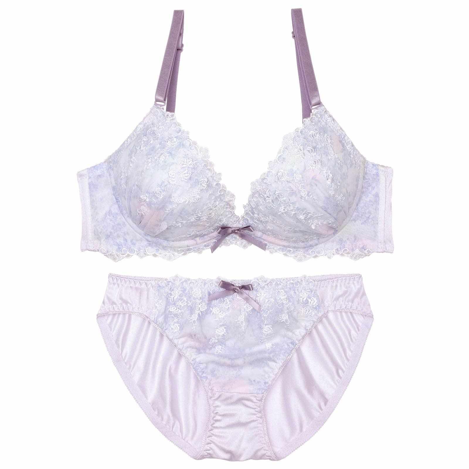 メルティペールフラワーブラジャー&フルバックショーツ