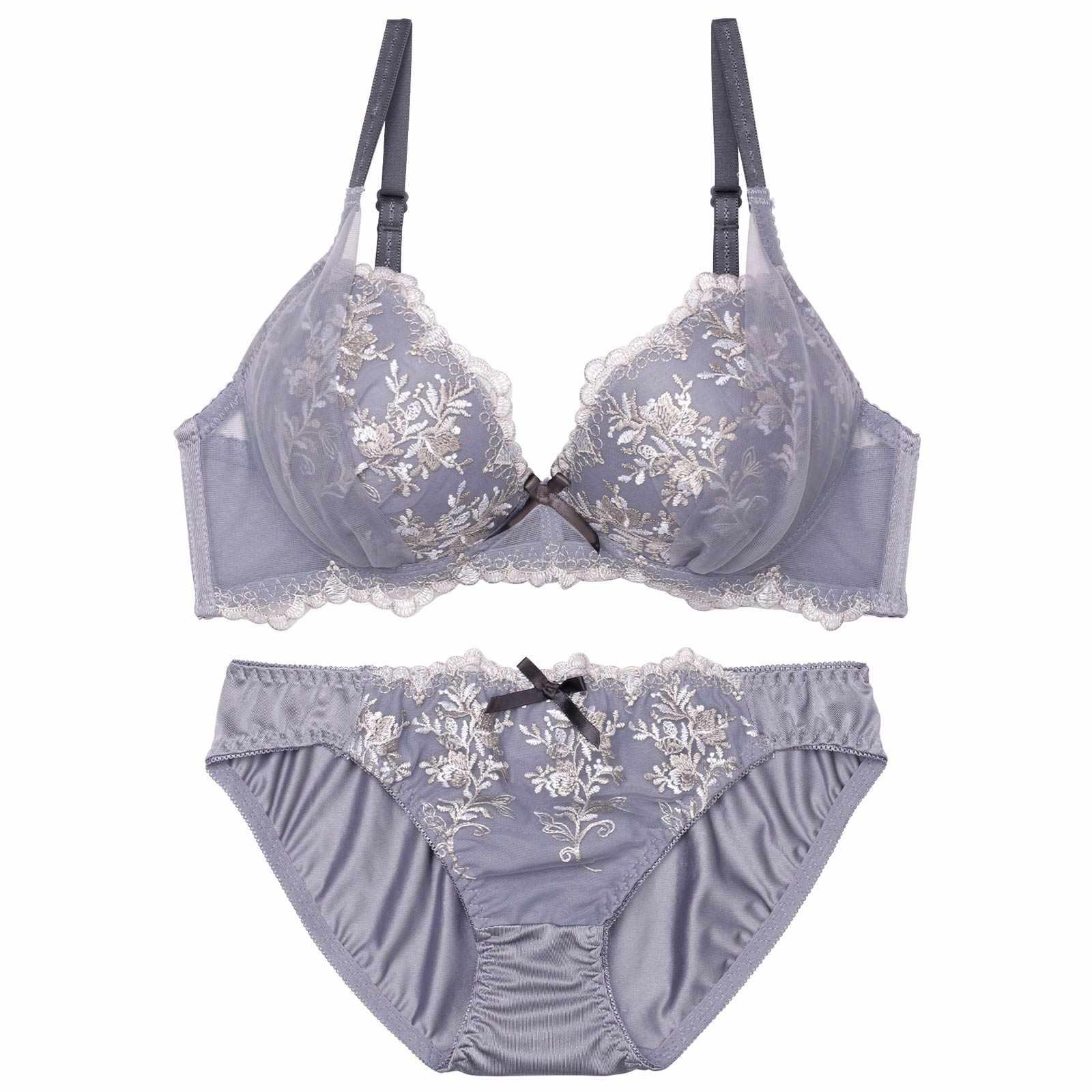 ガーリーチュールブーケブラジャー&フルバックショーツ