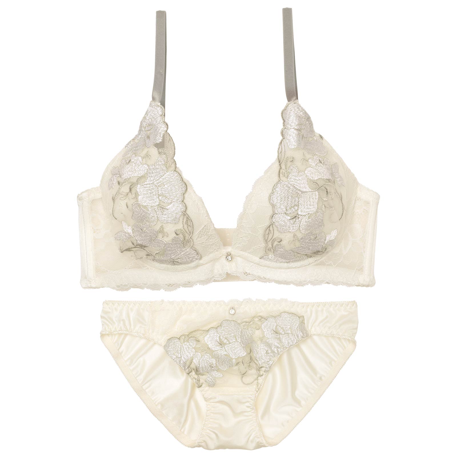 パステルレースブロッサム育乳脇高ブラジャー&フルバックショーツ