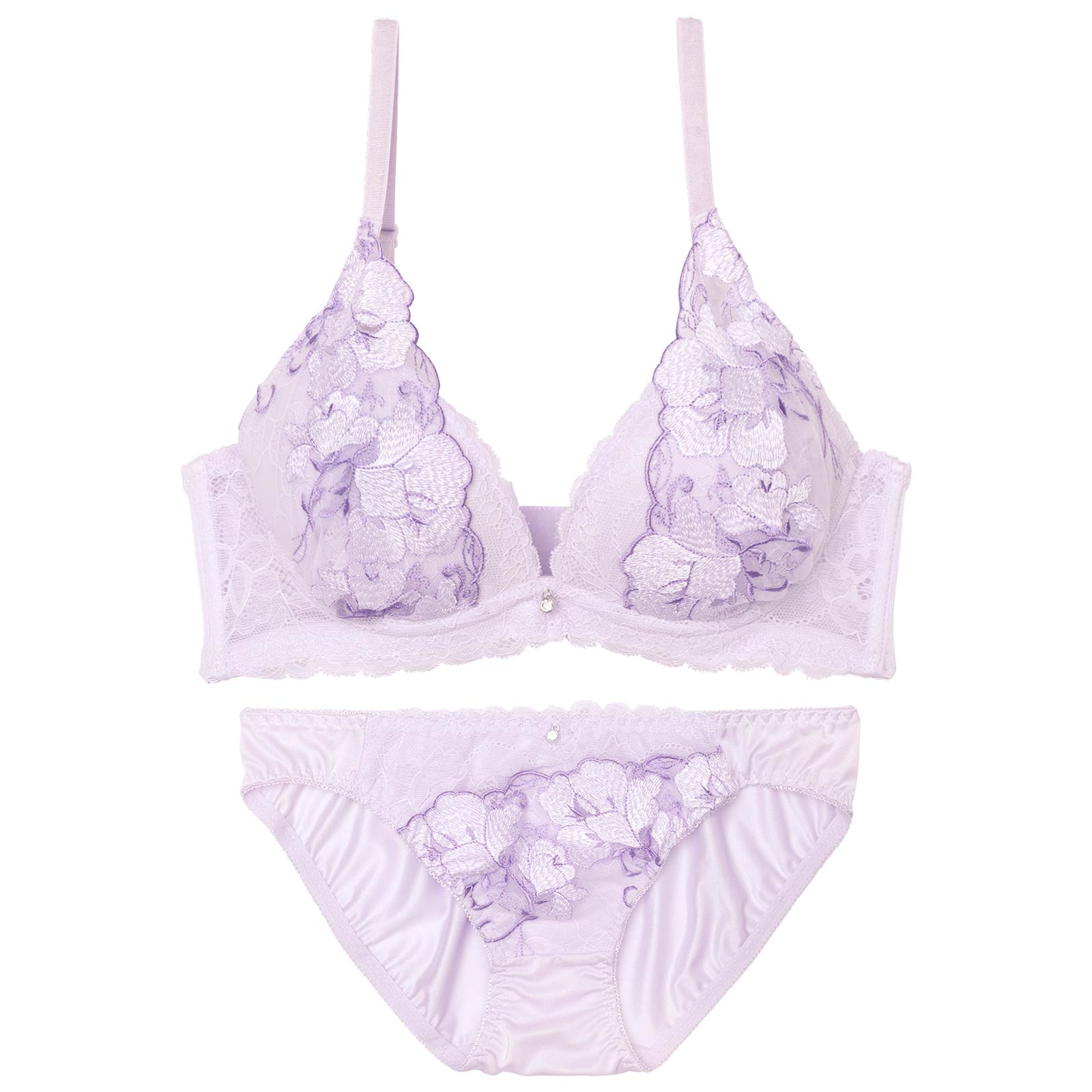 パステルレースブロッサム育乳脇高ブラジャー&フルバックショーツ