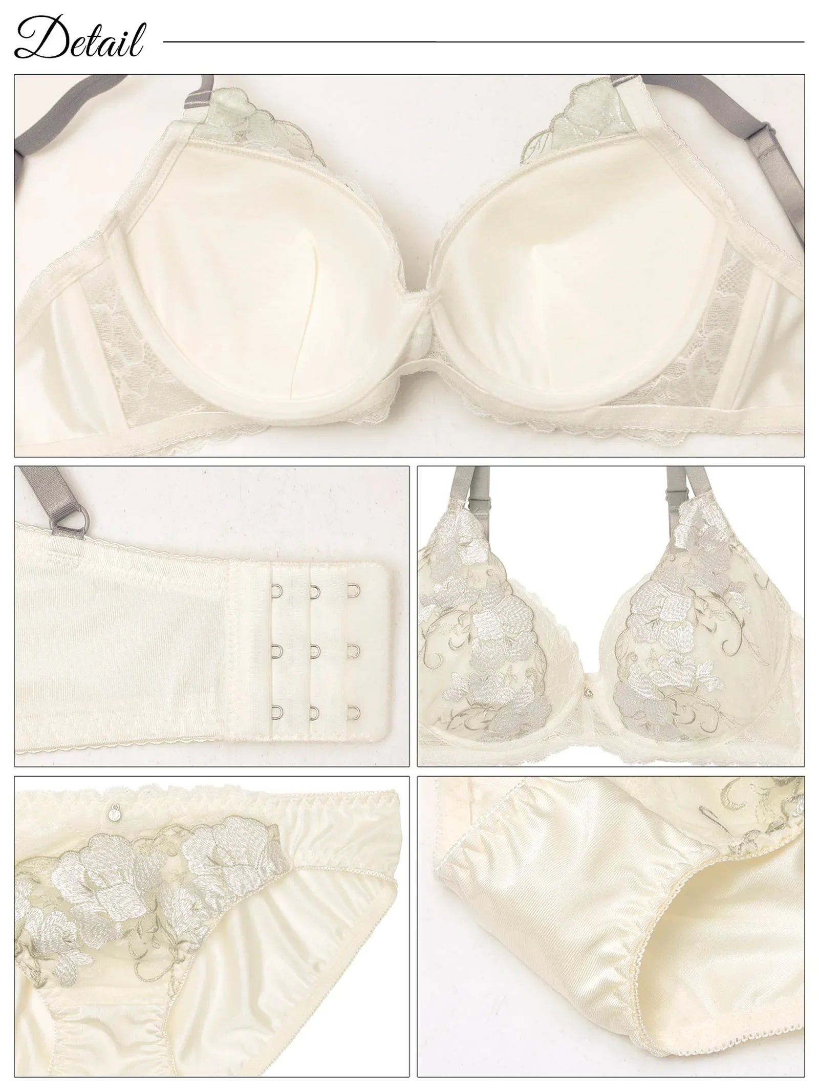 【EFサイズ】パステルレースブロッサム育乳脇高ブラジャー&フルバックショーツ