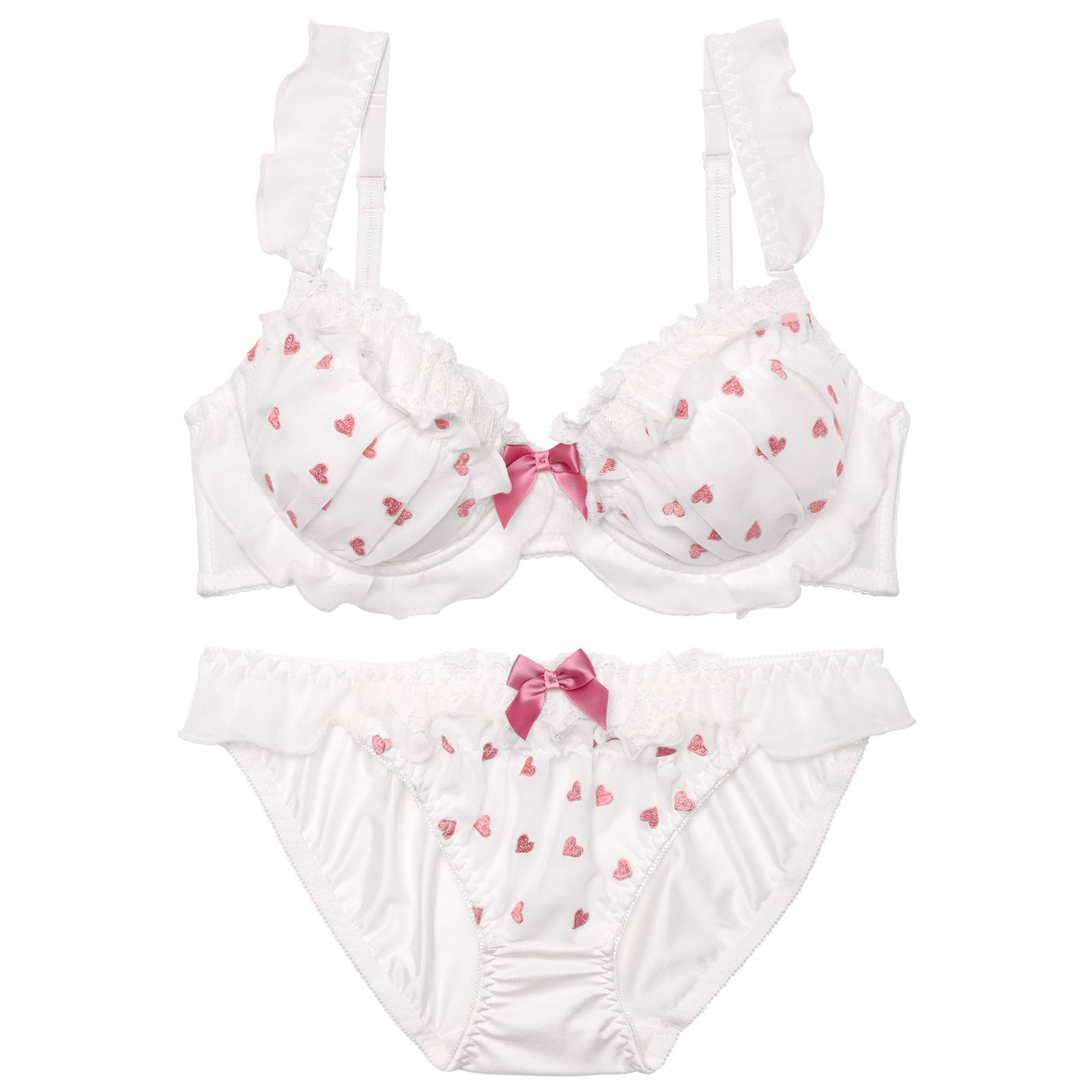 ミニョンハートフリルブラジャー&フルバックショーツ