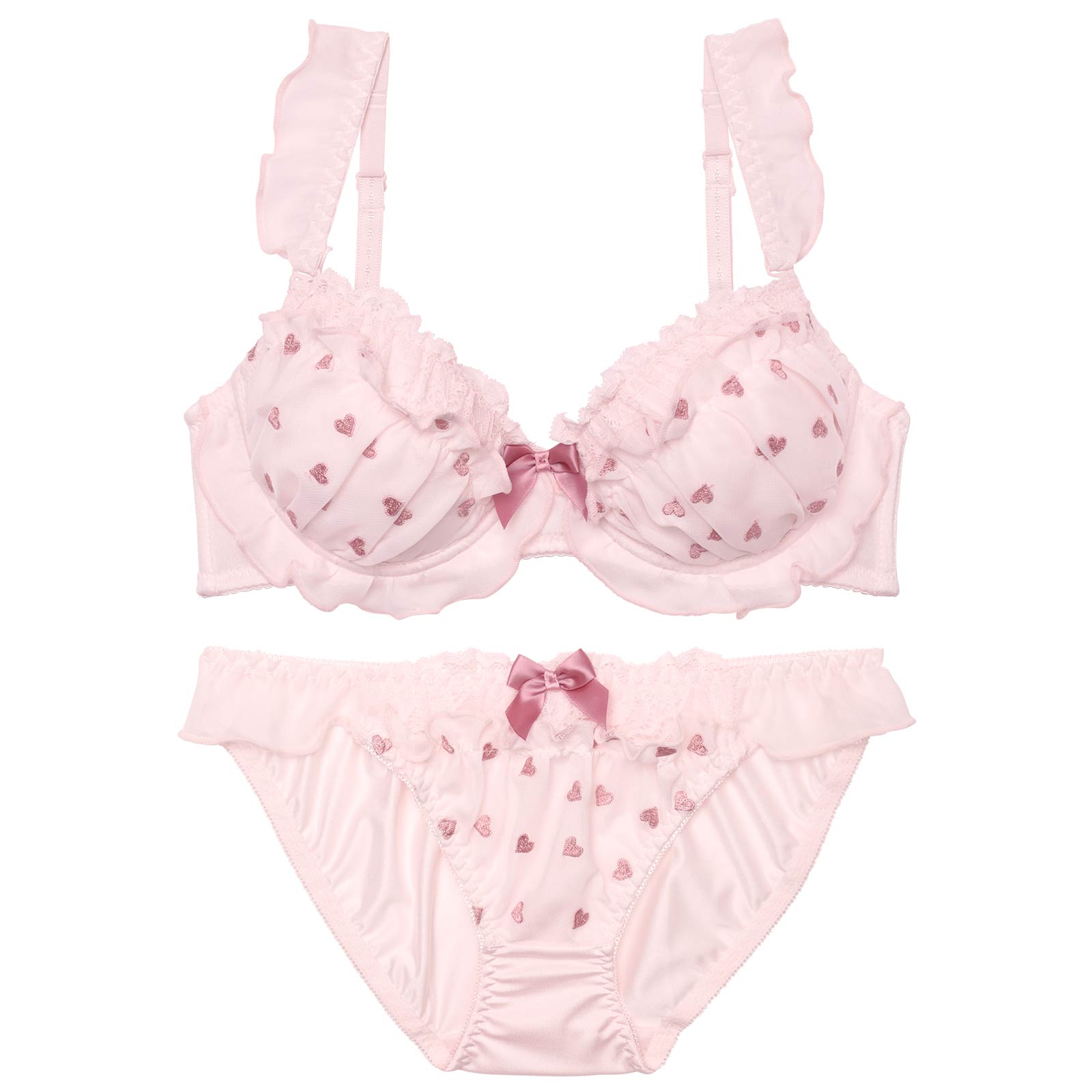 ミニョンハートフリルブラジャー&フルバックショーツ