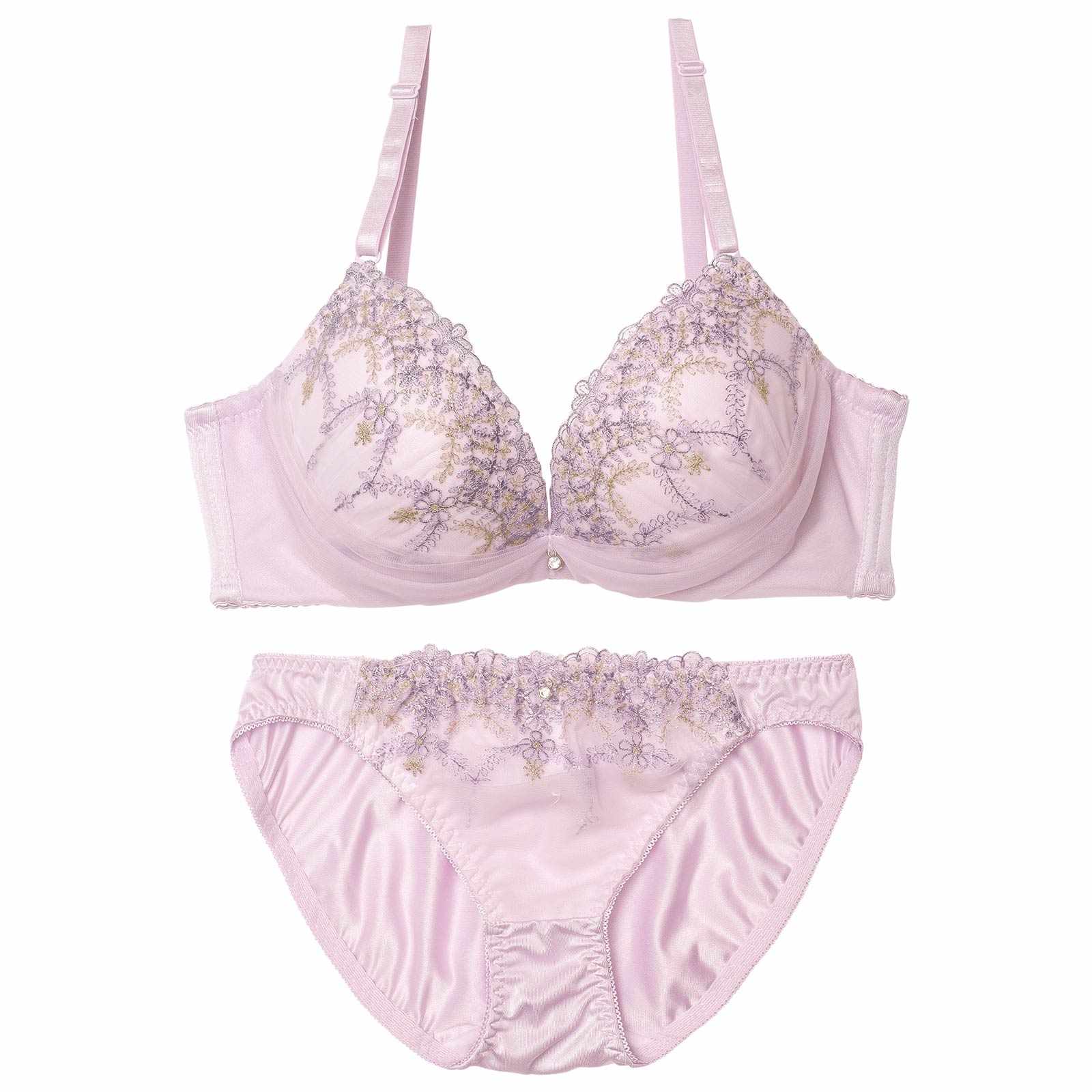 シャイニーチュールフラワーブラジャー&フルバックショーツ