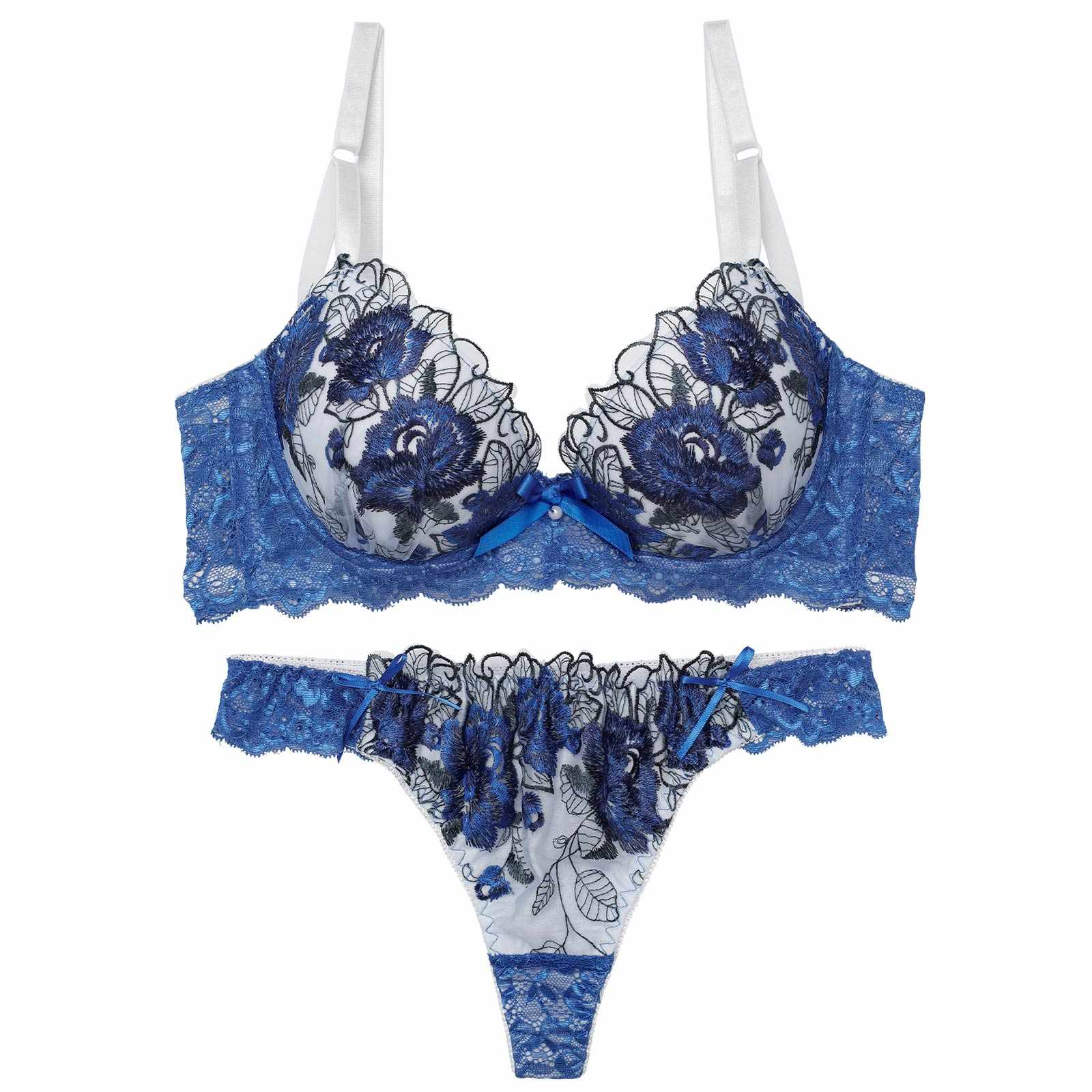 3/16再販!【三上悠亜着用】ゴージャスフラワーパール育乳脇高ブラジャー&Tバックショーツ