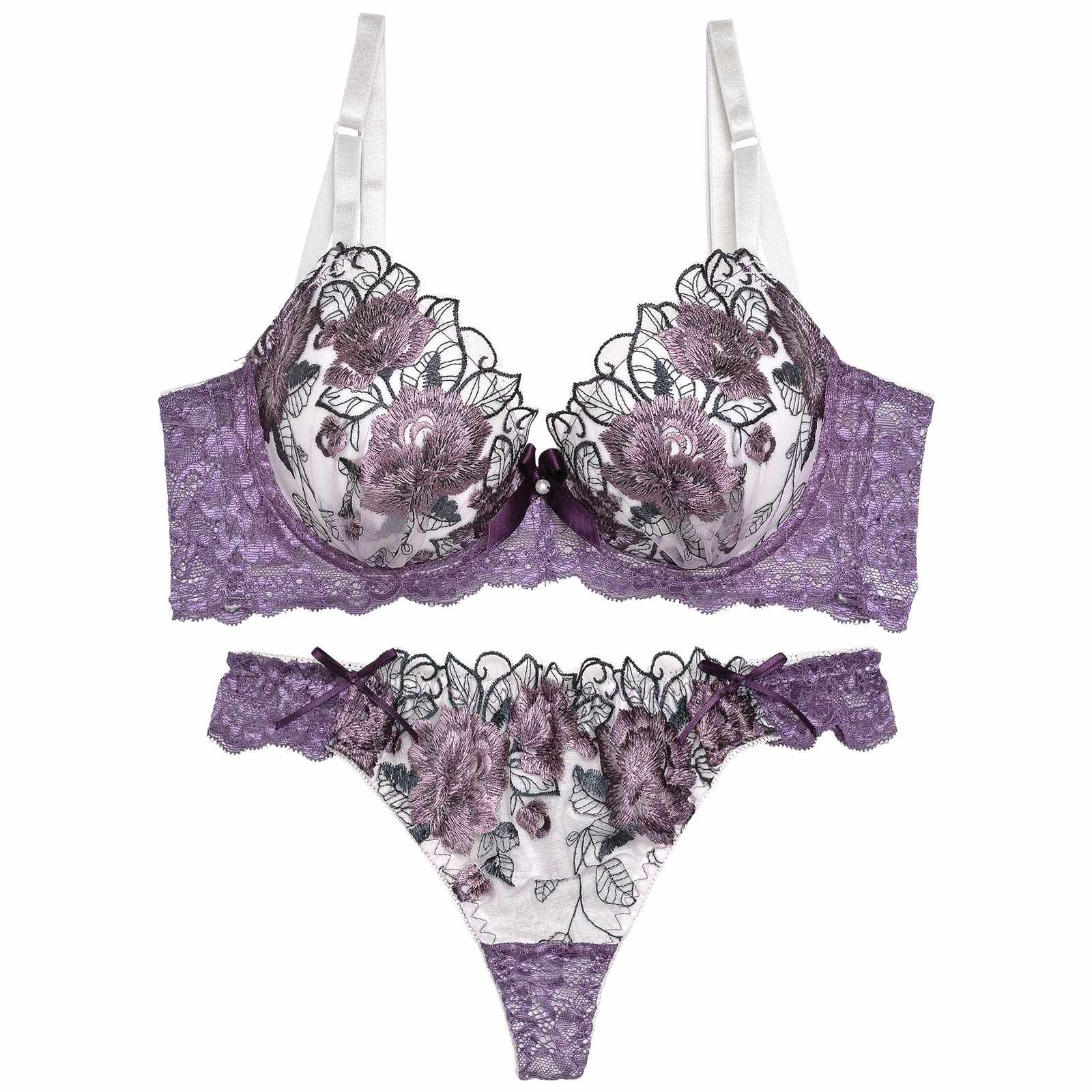 3/16再販!【三上悠亜着用】ゴージャスフラワーパール育乳脇高ブラジャー&Tバックショーツ