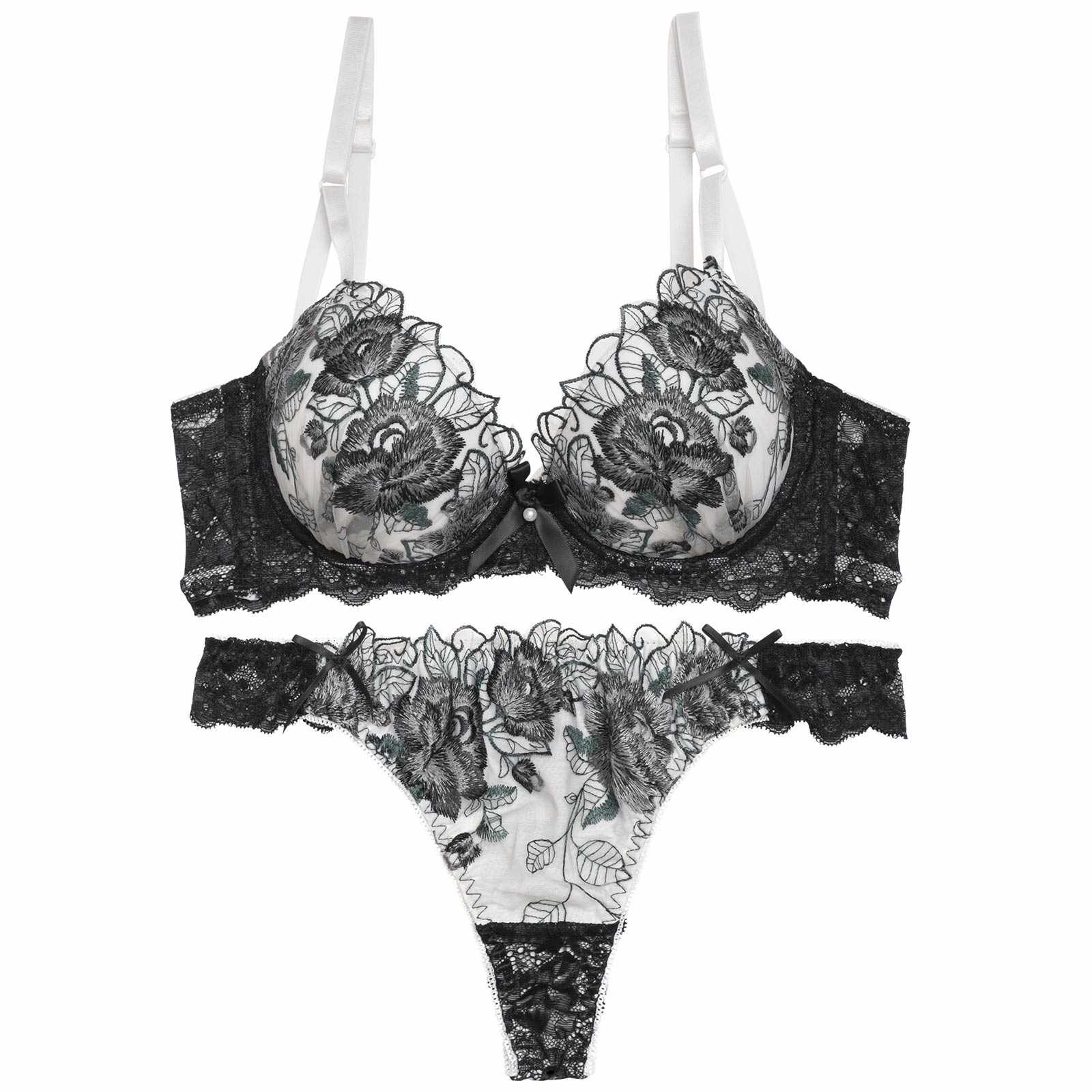 3/16再販!【三上悠亜着用】ゴージャスフラワーパール育乳脇高ブラジャー&Tバックショーツ