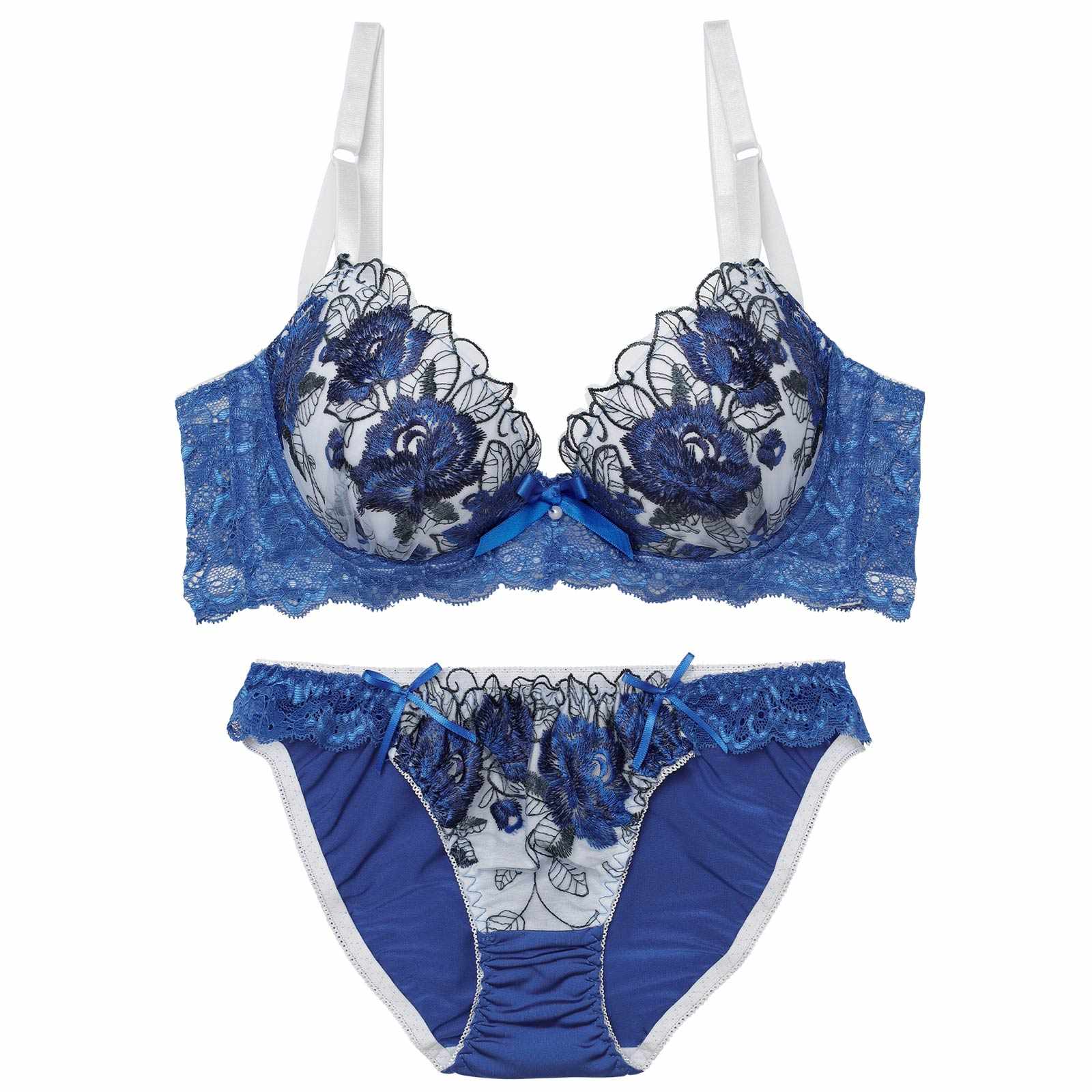 3/16再販!【三上悠亜着用】【EFサイズ】ゴージャスフラワーパール育乳脇高ブラジャー&フルバックショーツ