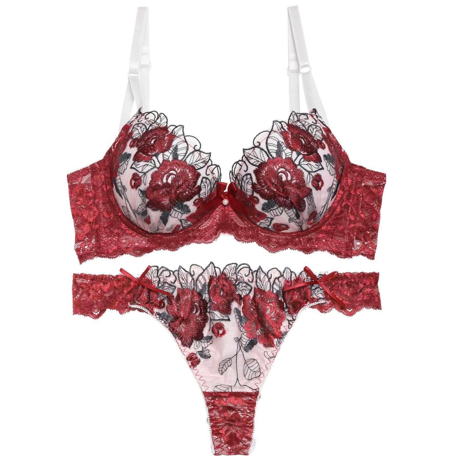 1/17再販!【三上悠亜着用】【EFサイズ】ゴージャスフラワーパール育乳脇高ブラジャー&Tバックショーツ - 【公式】247Lingerie