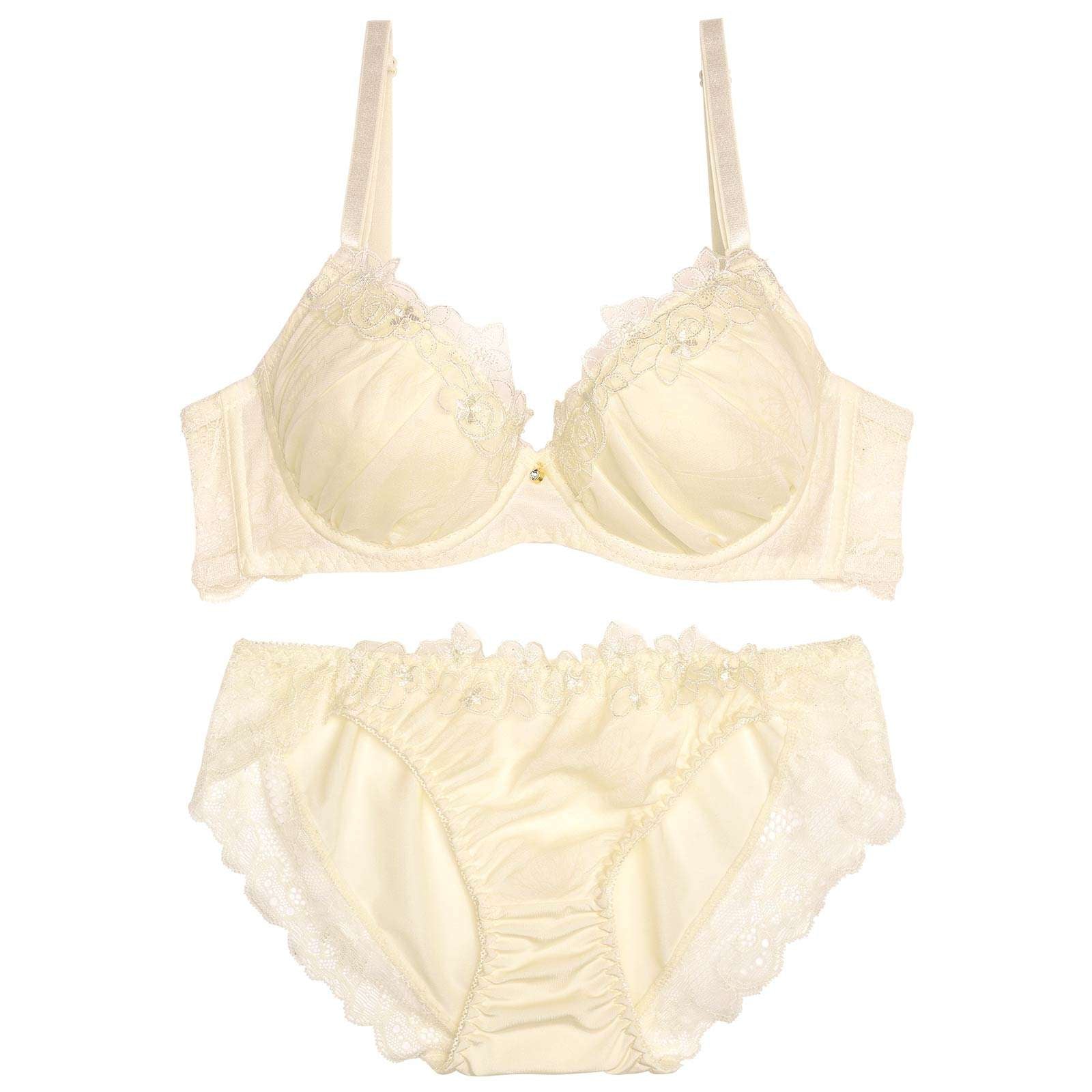 パステルシフォンフルールブラジャー&フルバックショーツ