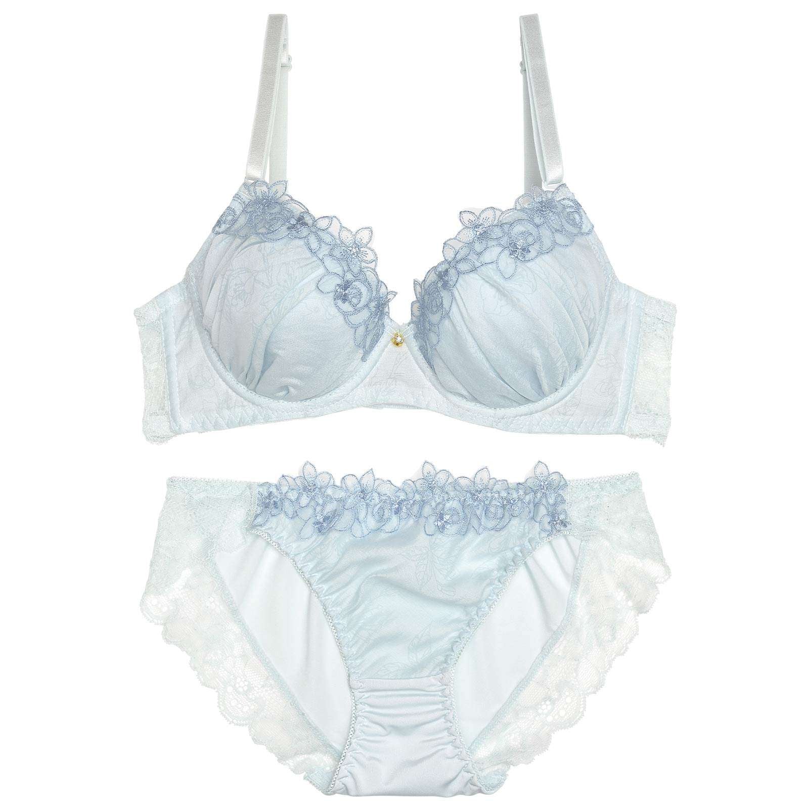 パステルシフォンフルールブラジャー&フルバックショーツ