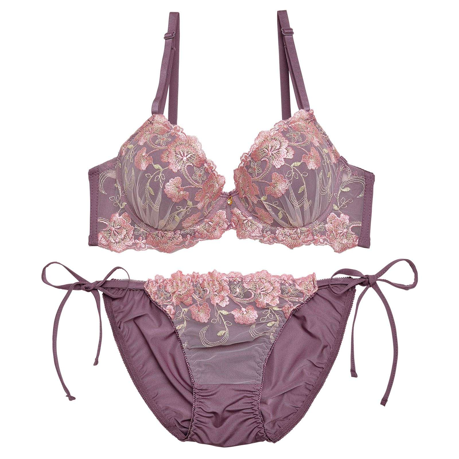 グレースシャイニーフラワーブラジャー&サイド紐フルバックショーツ