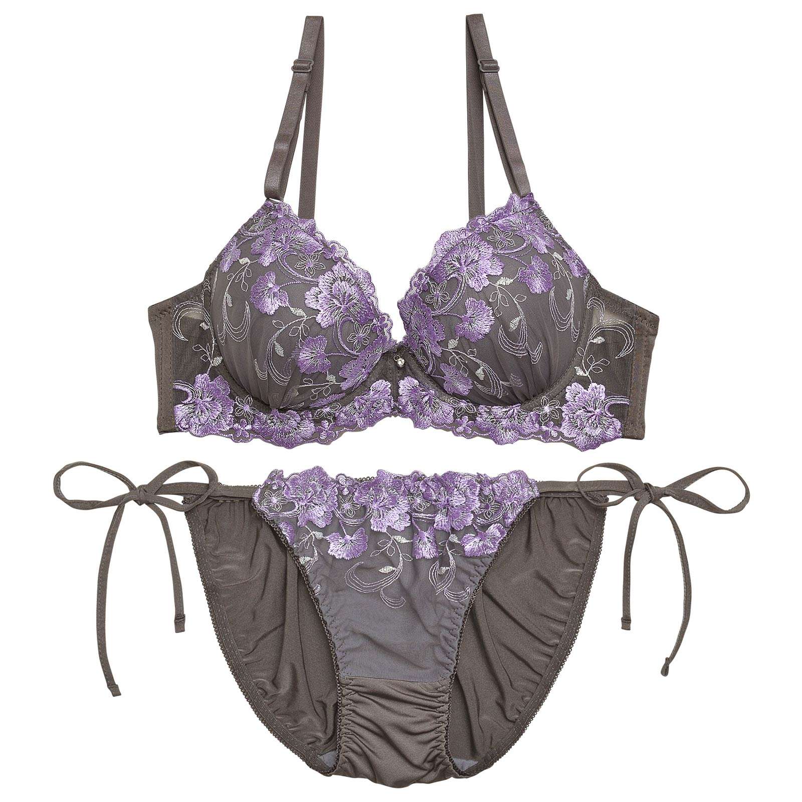 グレースシャイニーフラワーブラジャー&サイド紐フルバックショーツ