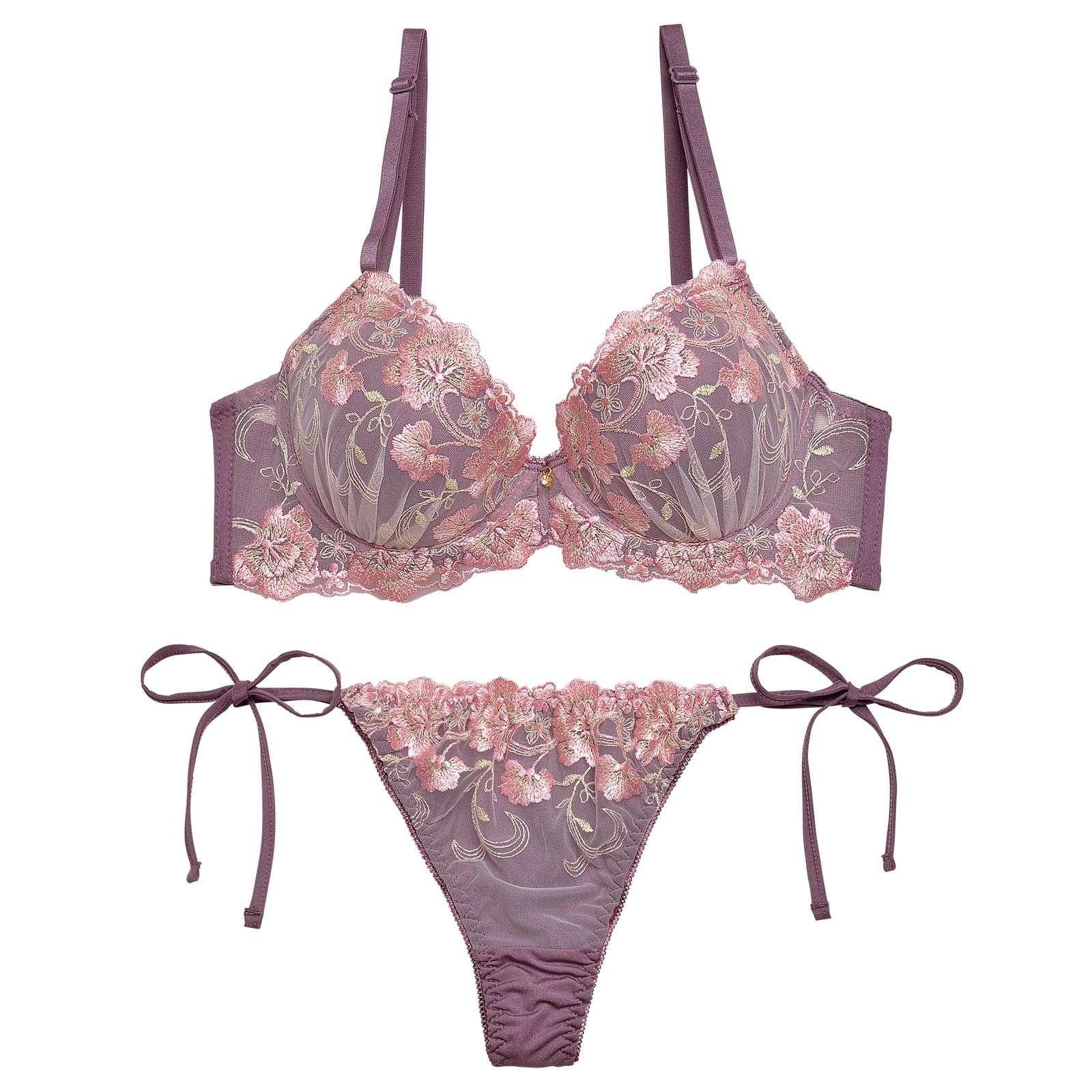 2/19再販!グレースシャイニーフラワーブラジャー&サイド紐Tバックショーツ - 【公式】247Lingerie