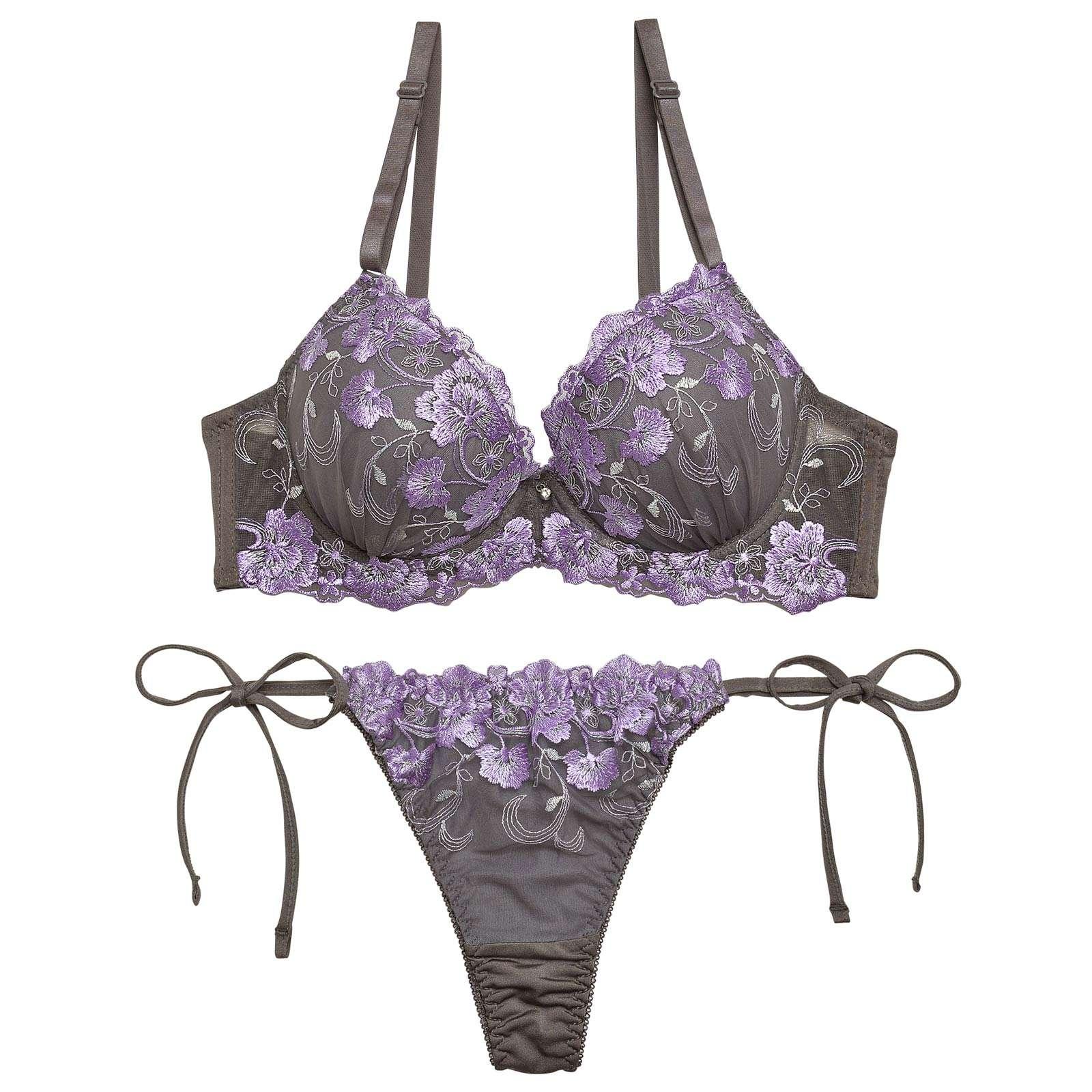 2/19再販!グレースシャイニーフラワーブラジャー&サイド紐Tバックショーツ - 【公式】247Lingerie