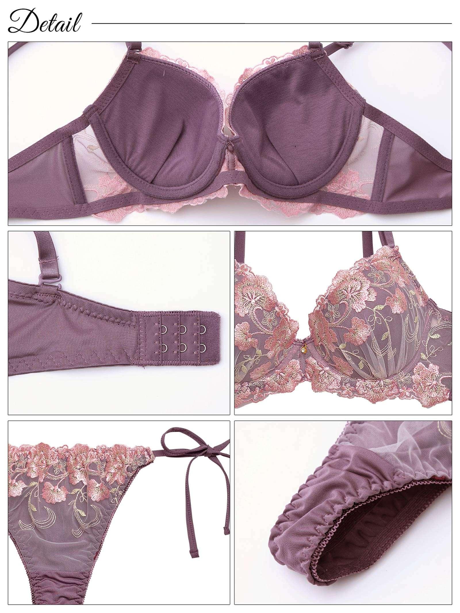 2/19再販!グレースシャイニーフラワーブラジャー&サイド紐Tバックショーツ - 【公式】247Lingerie