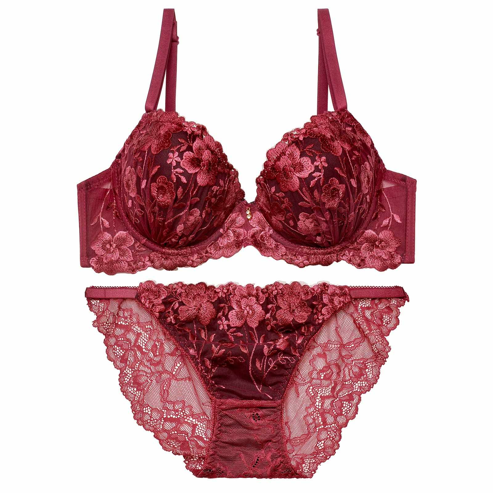 【三上悠亜着用】シャルムディープフラワーブラジャー&バック透けフルバックショーツ