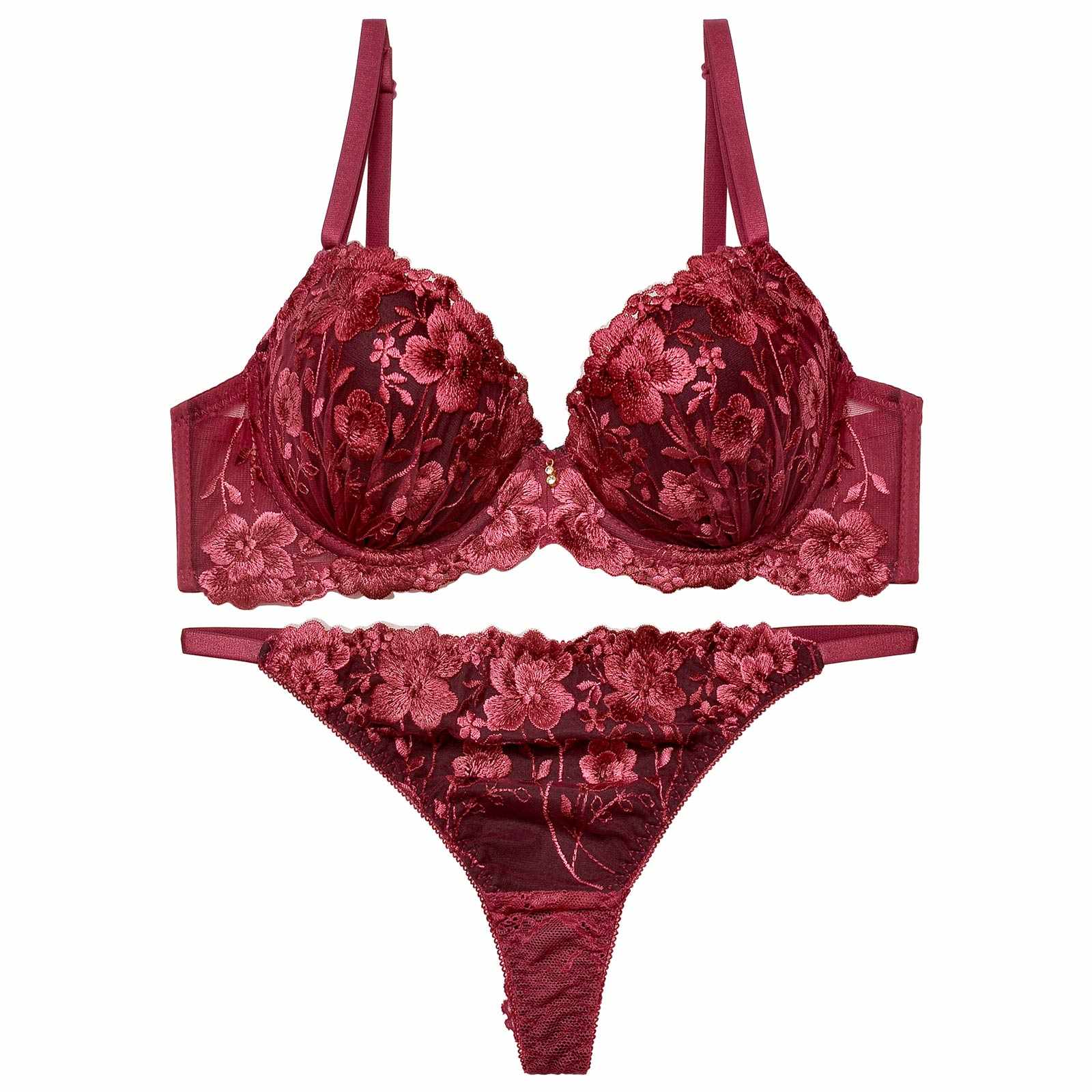 【三上悠亜着用】シャルムディープフラワーブラジャー&バック透けTバックショーツ