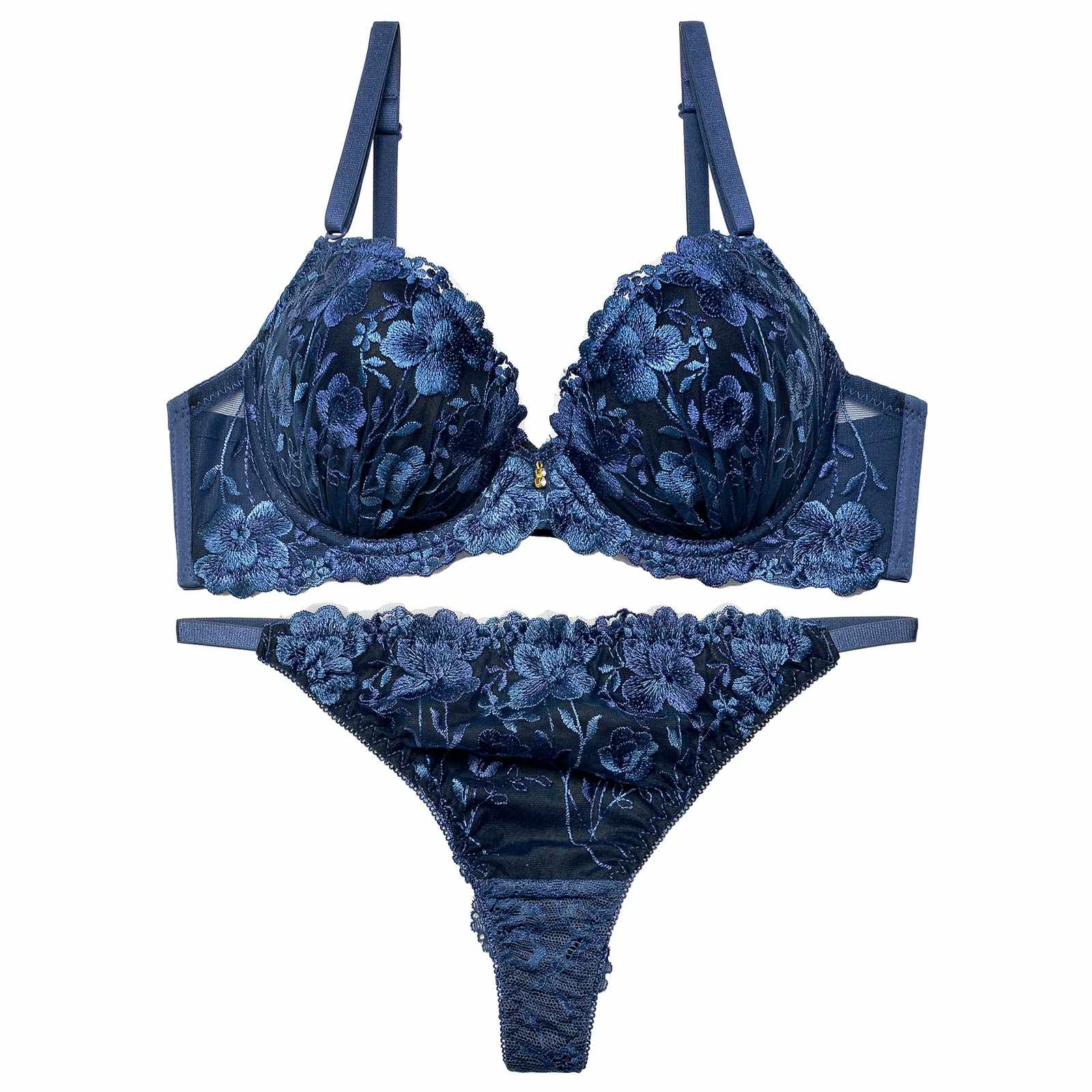 【三上悠亜着用】シャルムディープフラワーブラジャー&バック透けTバックショーツ