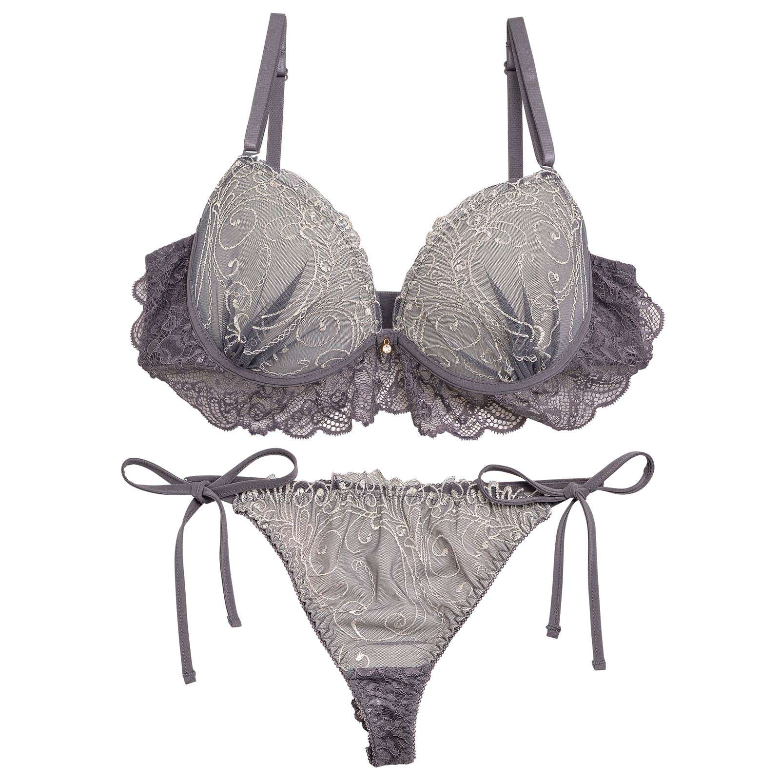12/2再販!【三上悠亜着用】【EFサイズ】ロイヤルレースレイヤードブラジャー&サイド紐Tバックショーツ