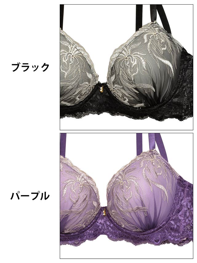 11/29再販!【三上悠亜着用】モーヴボタニカルエンブロイダリー育乳脇高ブラジャー&Tバックショーツ