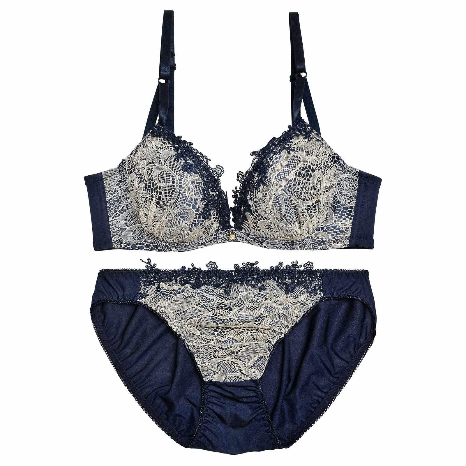 クラシックフローラルレース育乳脇高ブラジャー&フルバックショーツ - 【公式】247Lingerie